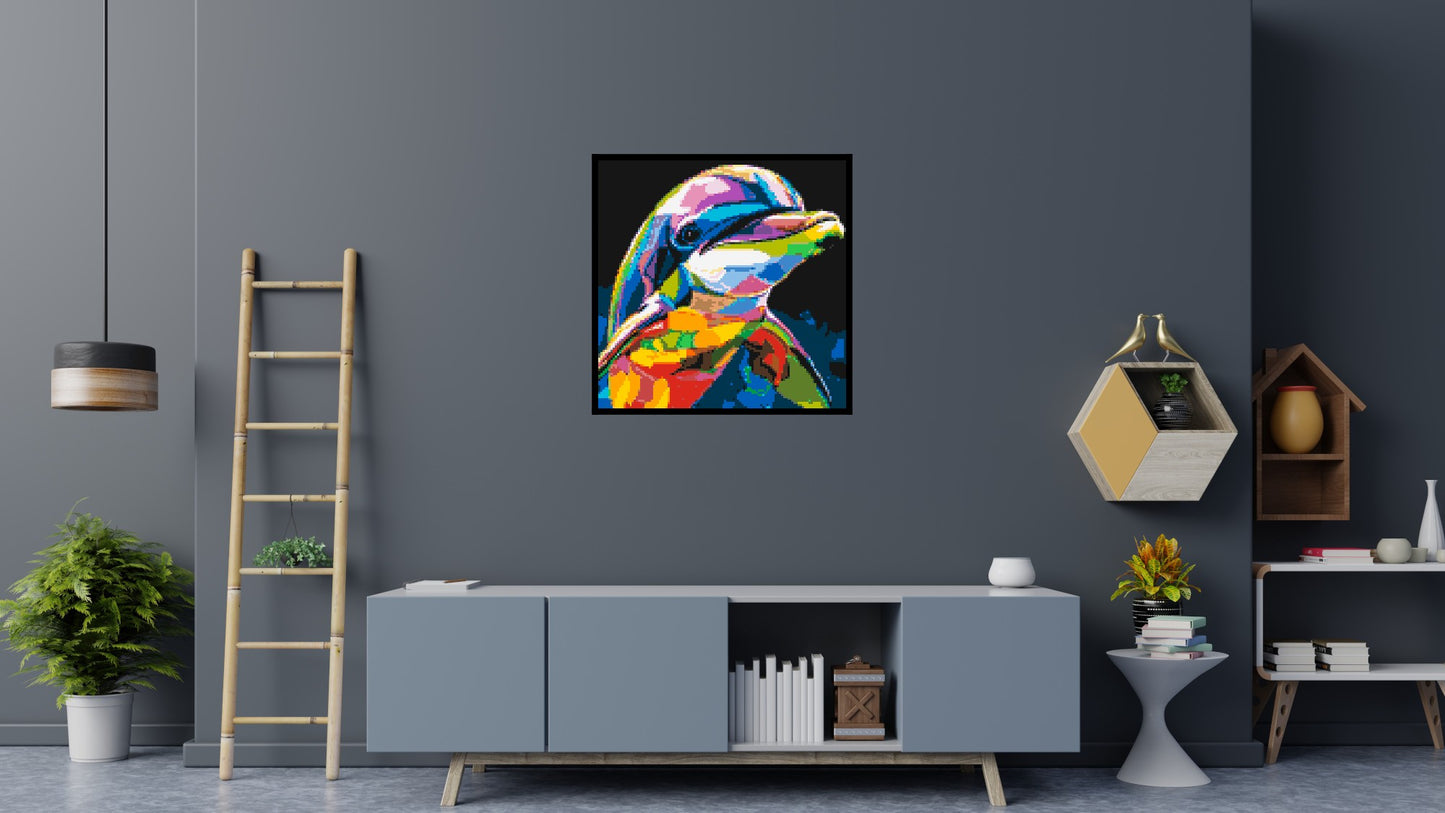 Dolphin Colourful Pop Art - Brick Art Mosaic Kit 5x5 large