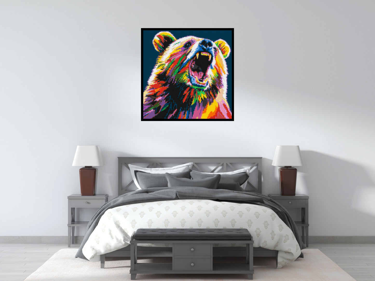 Bear Colourful Pop Art - Brick Art Mosaic Kit 5x5 large