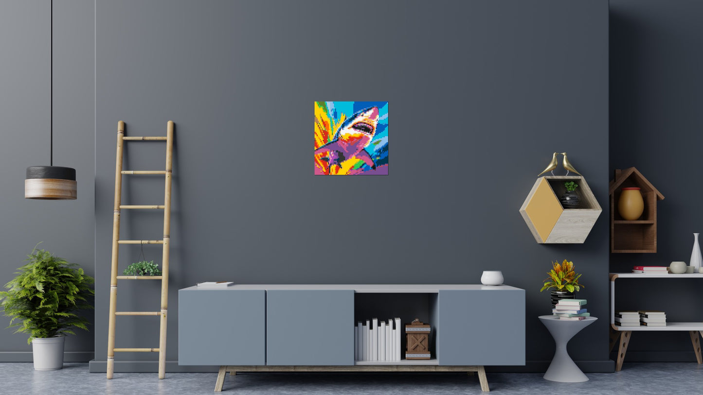 Shark Colourful Pop Art - Brick Art Mosaic Kit 3x3 large