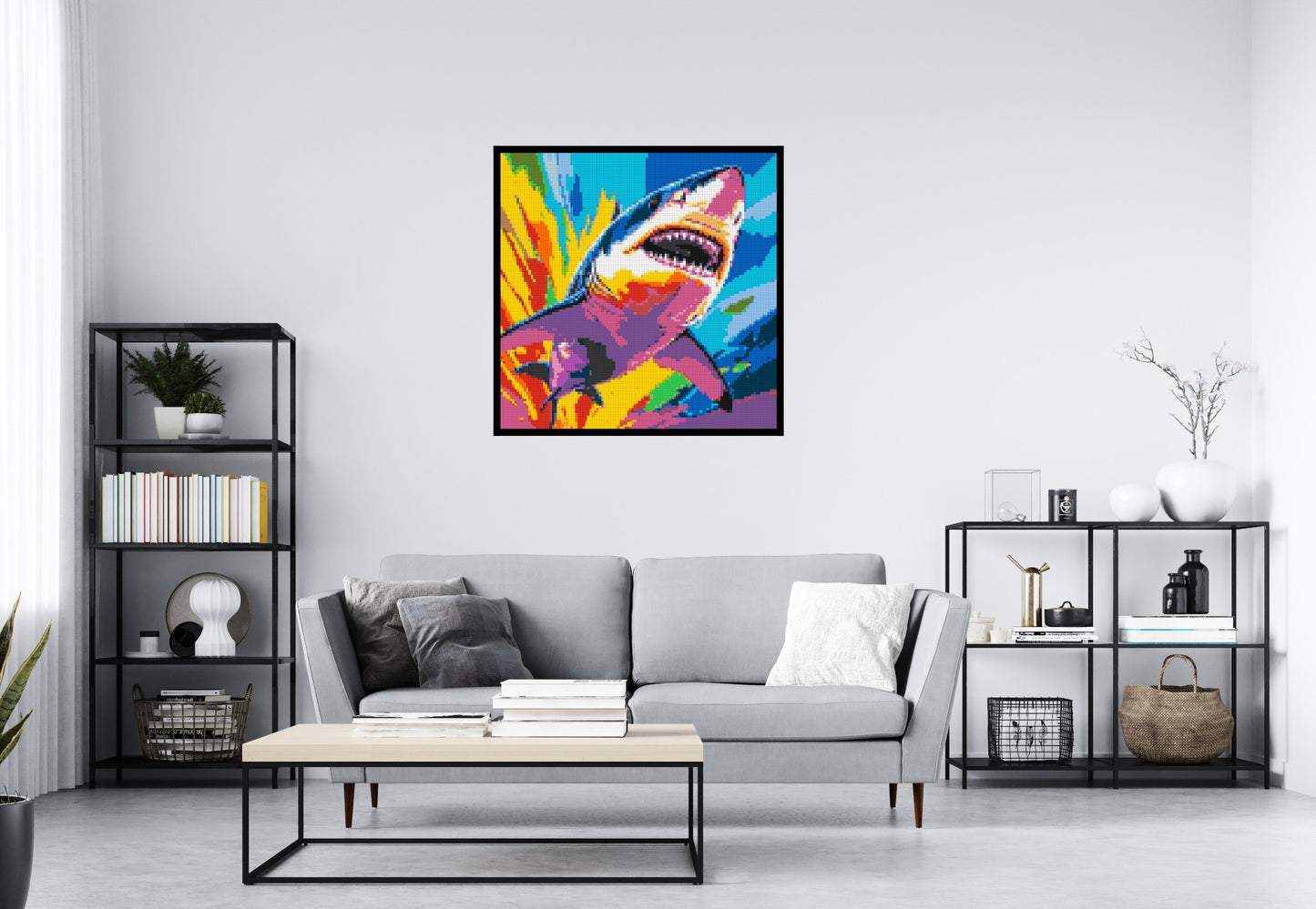 Shark Colourful Pop Art - Brick Art Mosaic Kit 5x5 large
