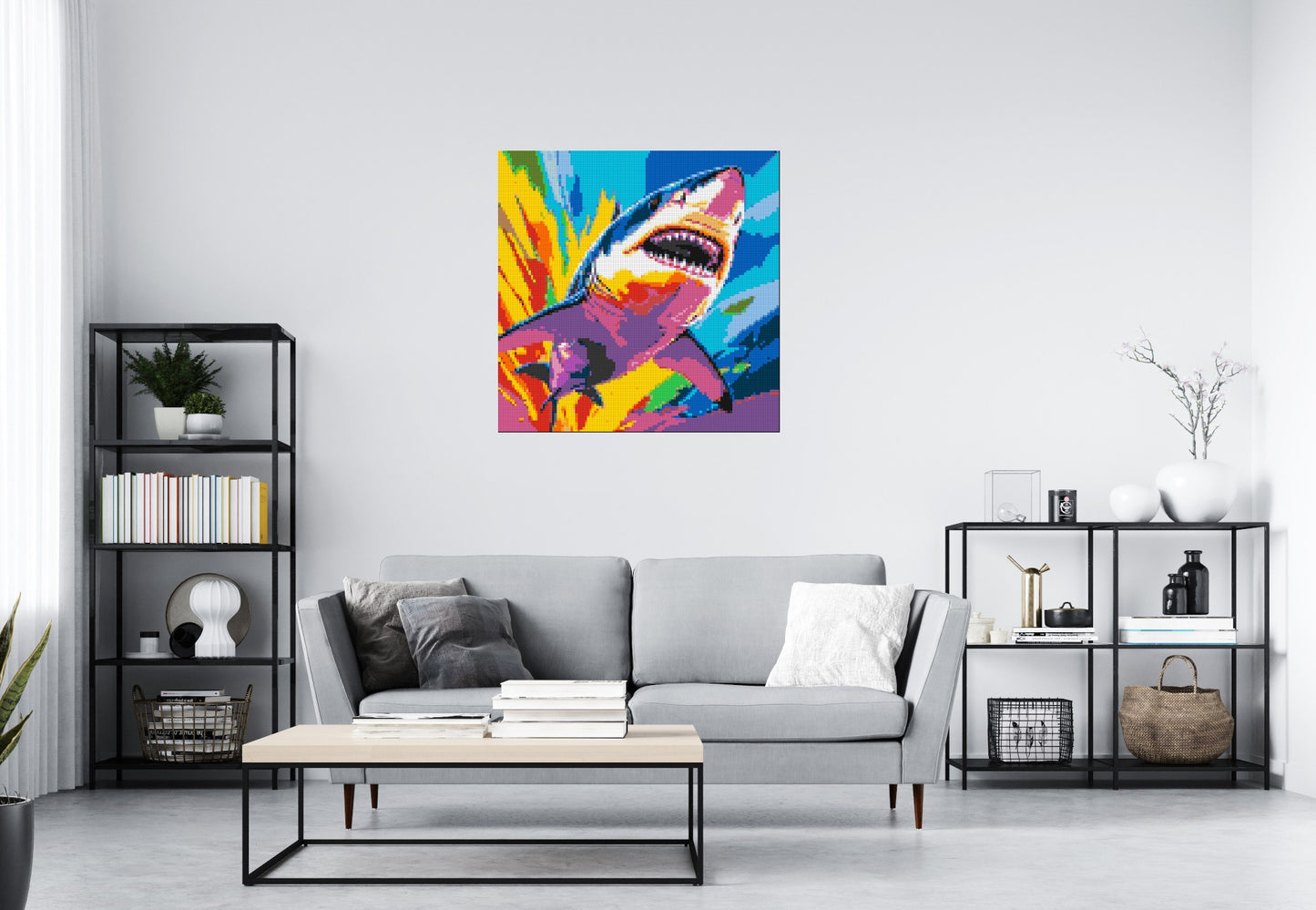 Shark Colourful Pop Art - Brick Art Mosaic Kit 5x5 large