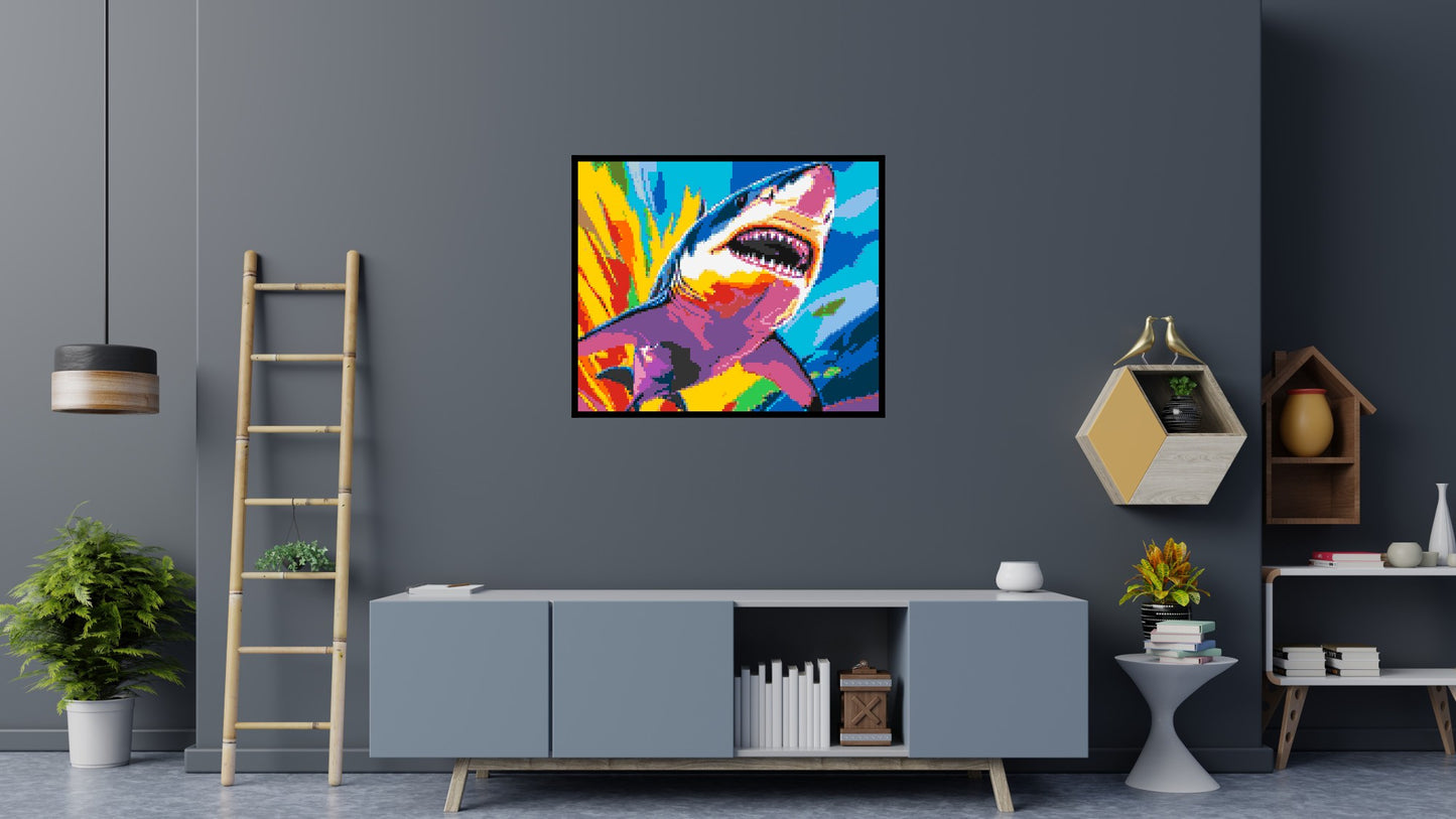 Shark Colourful Pop Art - Brick Art Mosaic Kit 6x5 large
