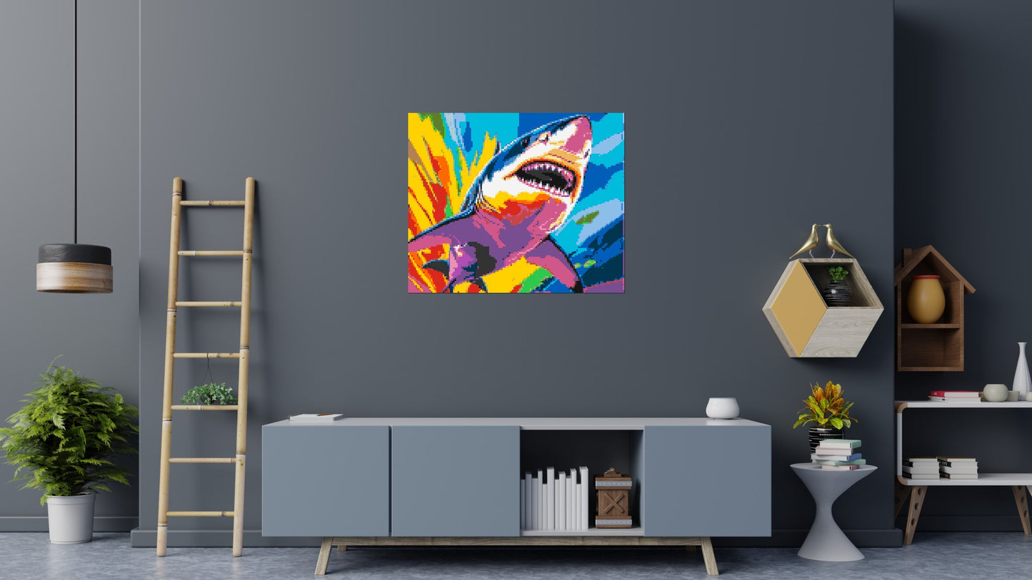 Shark Colourful Pop Art - Brick Art Mosaic Kit 6x5 large