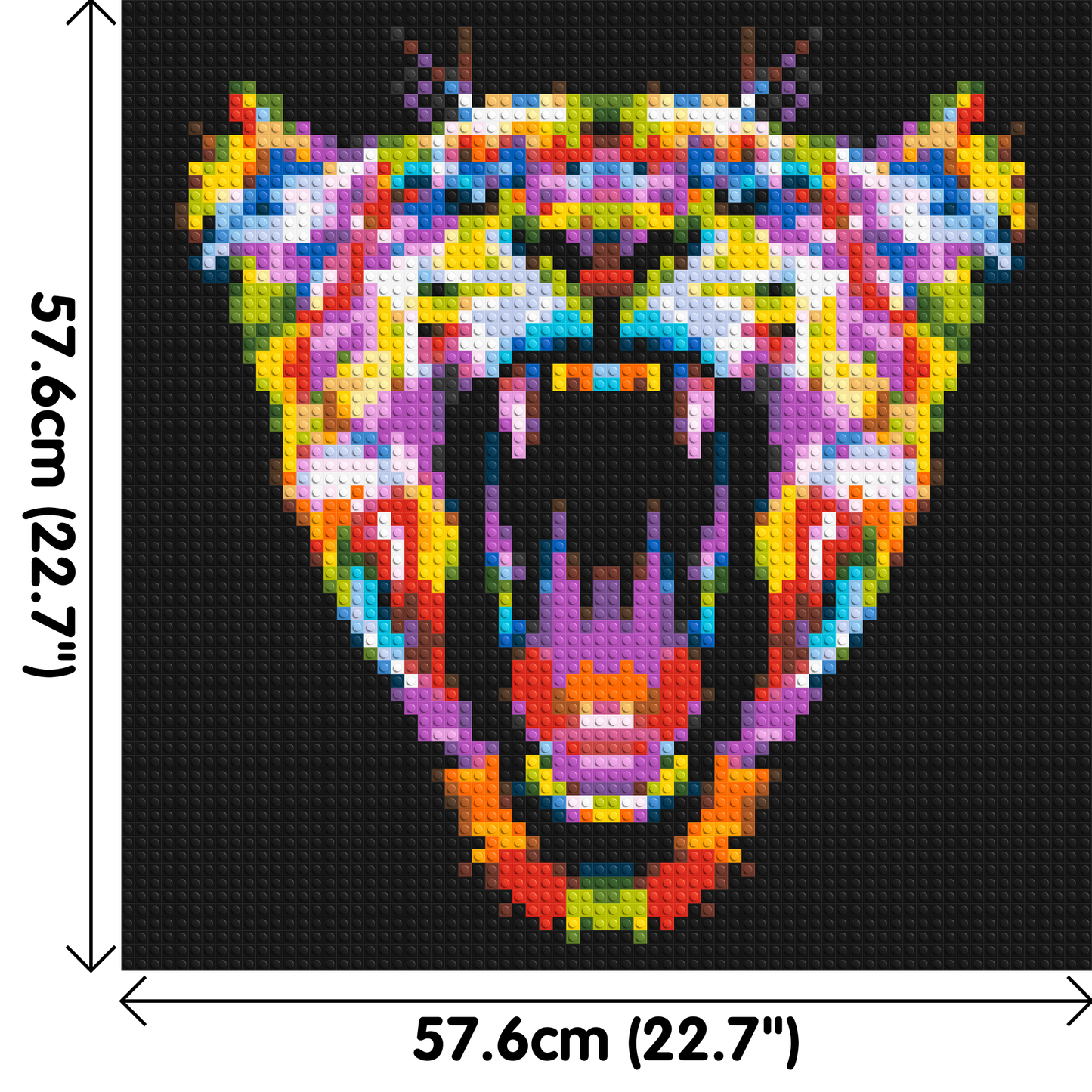Roaring Tiger Colourful Pop Art - Brick Art Mosaic Kit 3x3 large