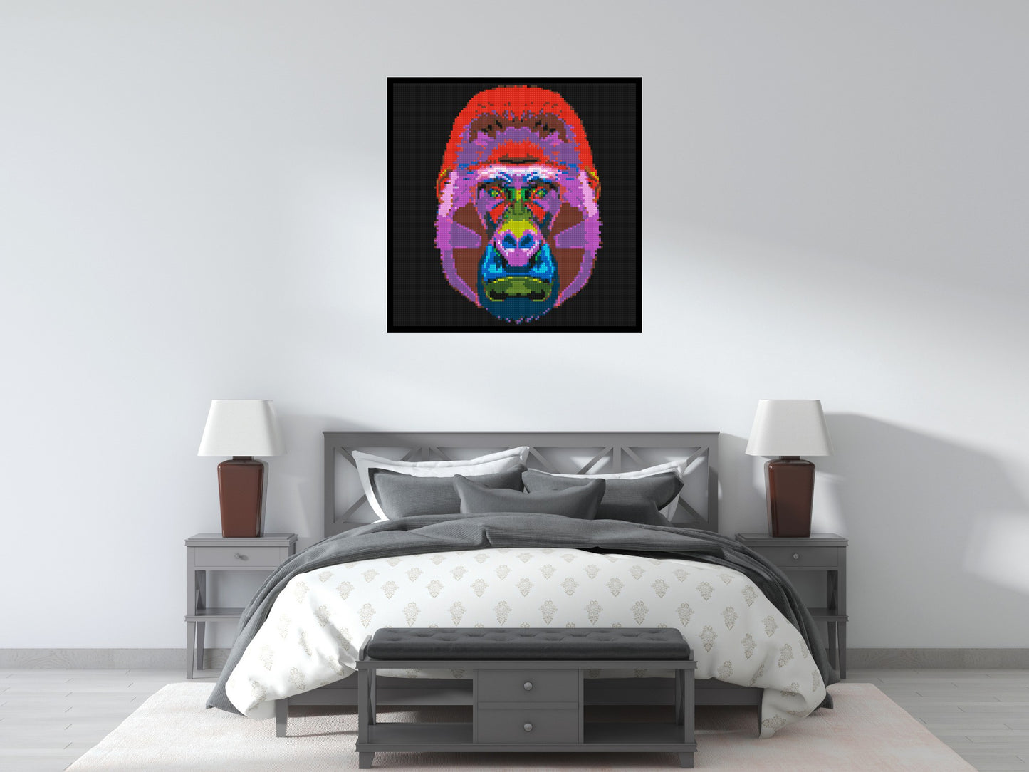 Gorilla Colourful Pop Art  - Brick Art Mosaic Kit 5x5 large