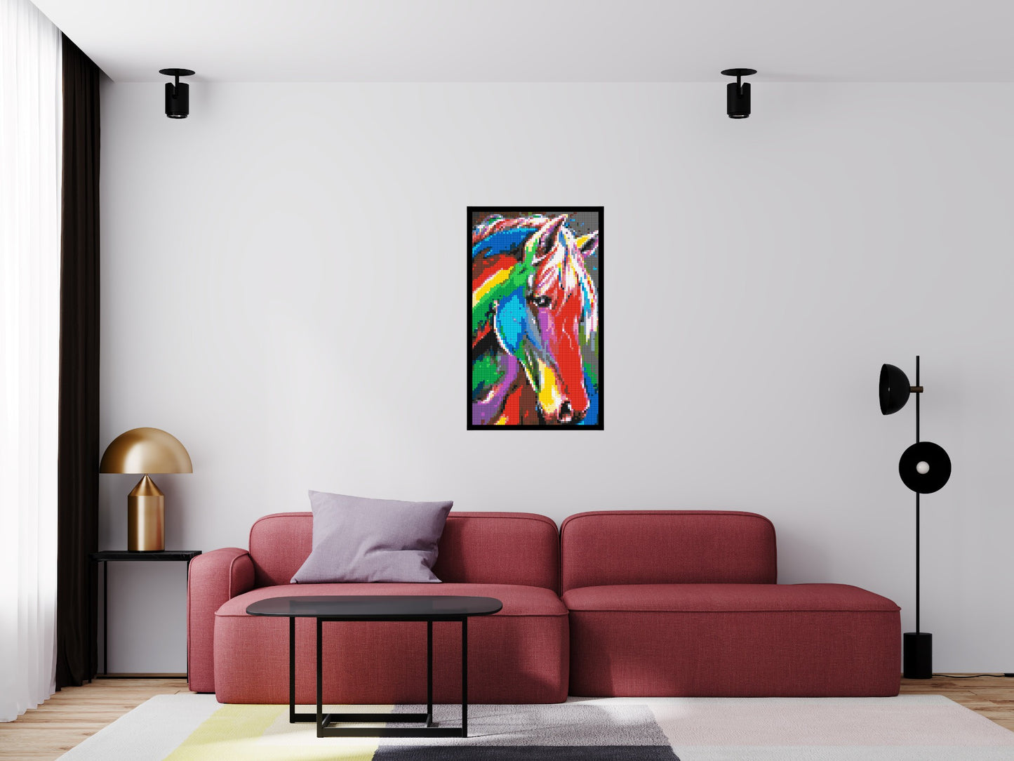 Rainbow Horse Colourful Pop Art - Brick Art Mosaic Kit 3x5 large