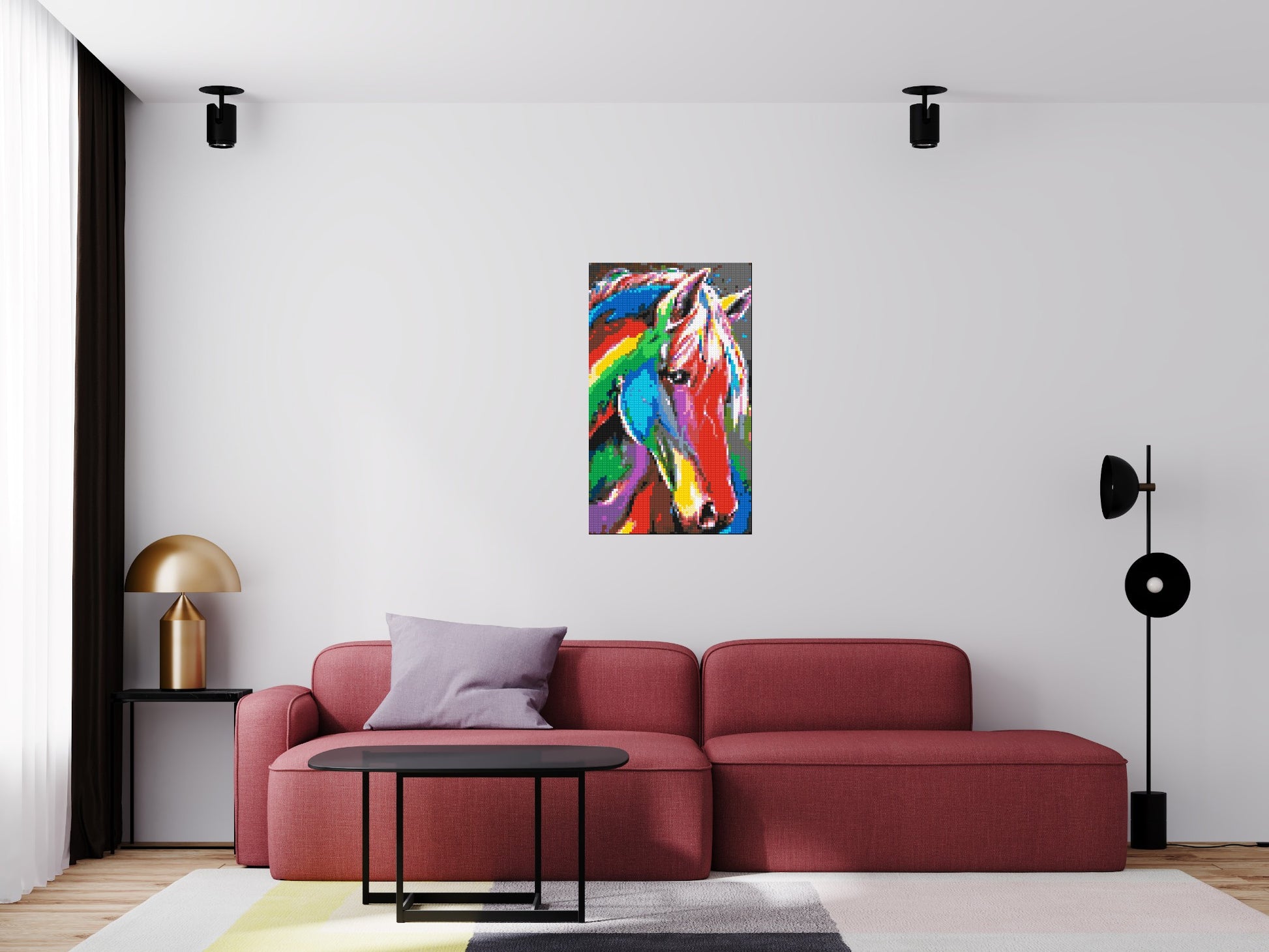 Rainbow Horse Colourful Pop Art - Brick Art Mosaic Kit 3x5 scene