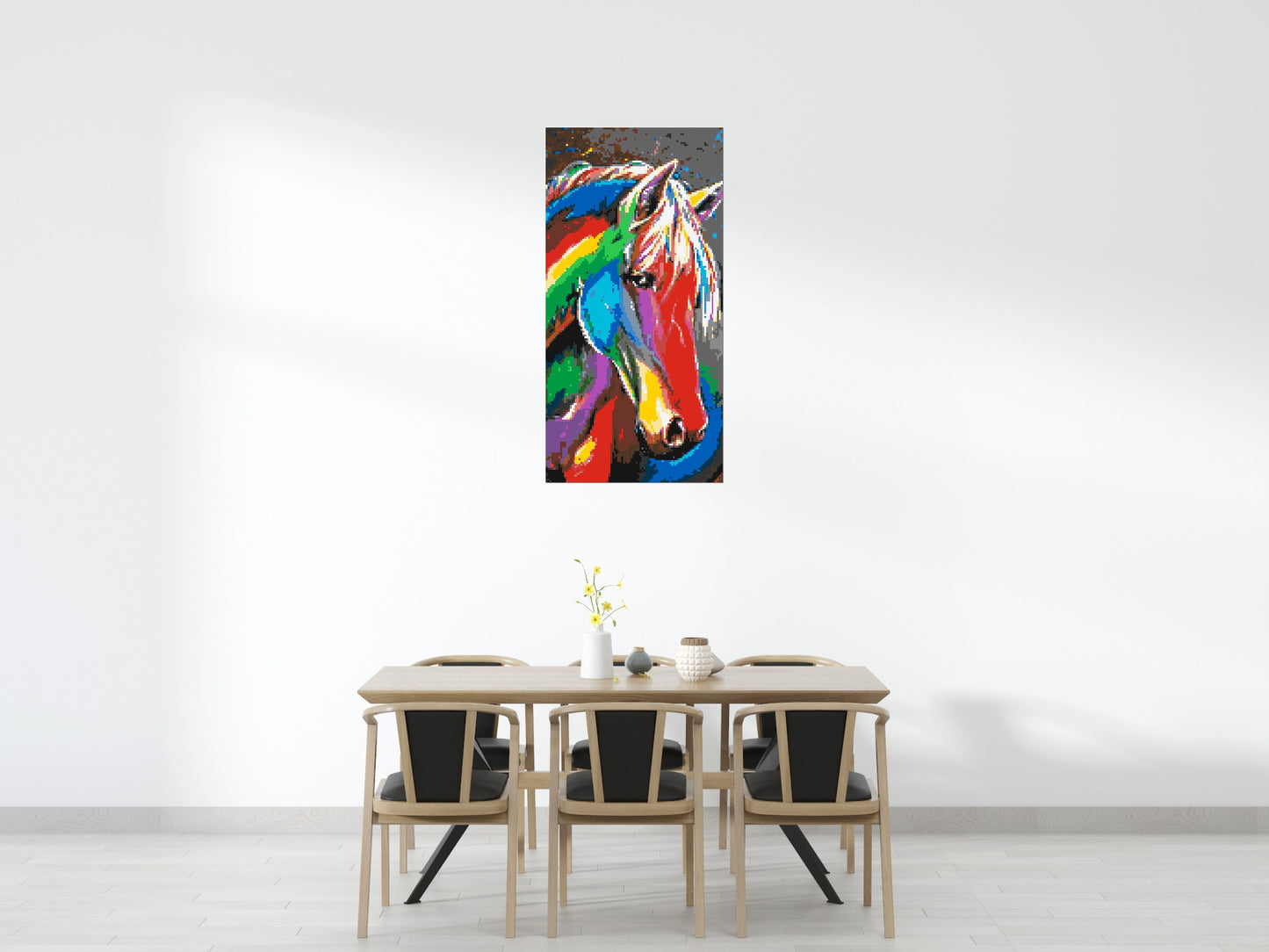 Rainbow Horse Colourful Pop Art - Brick Art Mosaic Kit 4x8 large