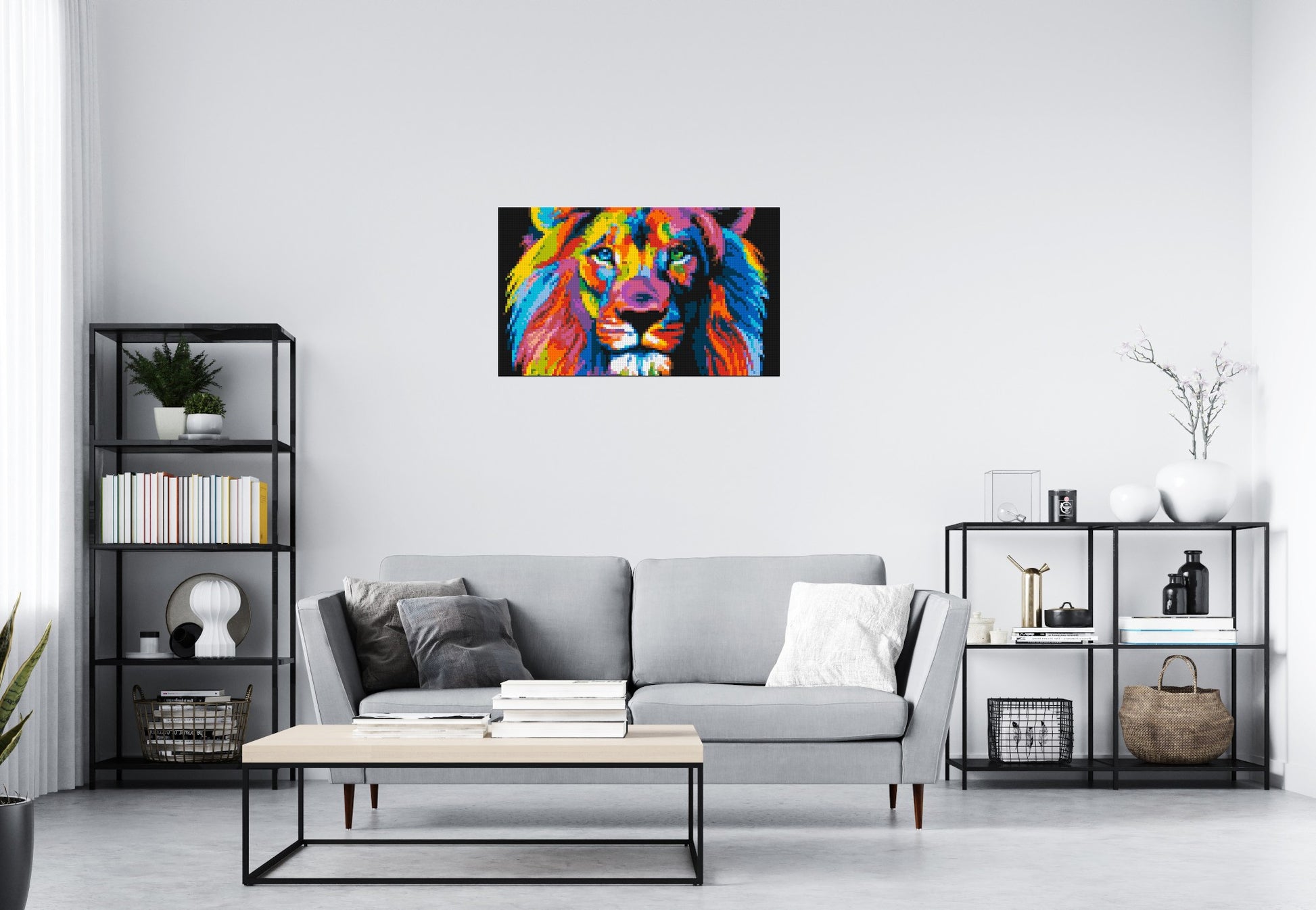 Lion Colourful Pop Art - Brick Art Mosaic Kit 5x3 scene