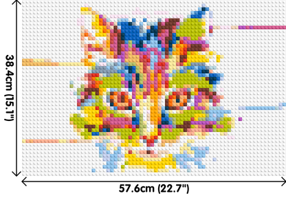 Abstract Cat Colourful Pop Art - Brick Art Mosaic Kit 3x2 large