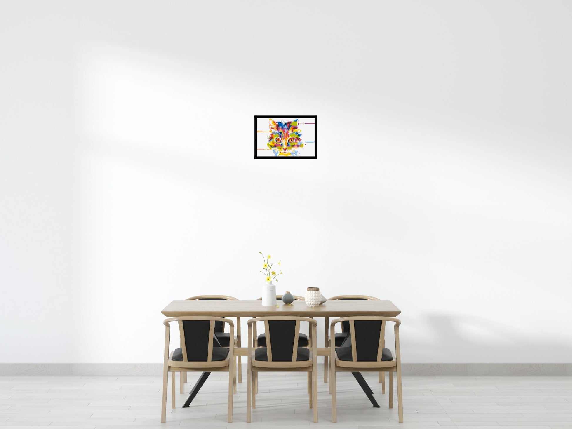 Abstract Cat Colourful Pop Art - Brick Art Mosaic Kit 3x2 scene with frame