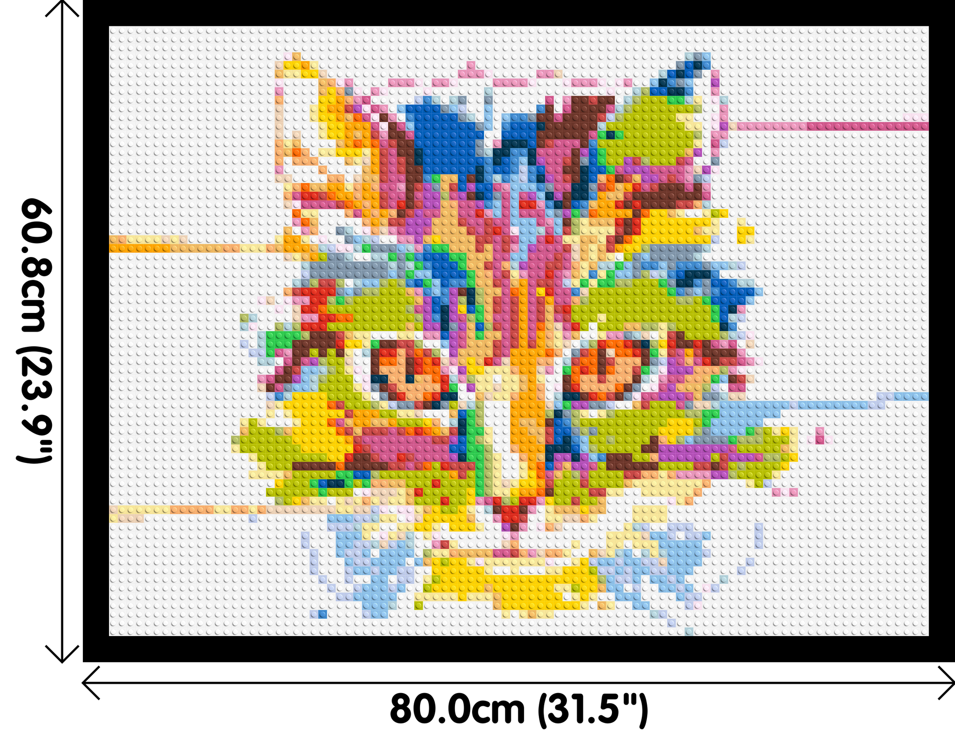 Abstract Cat Colourful Pop Art - Brick Art Mosaic Kit 4x3 dimensions with frame