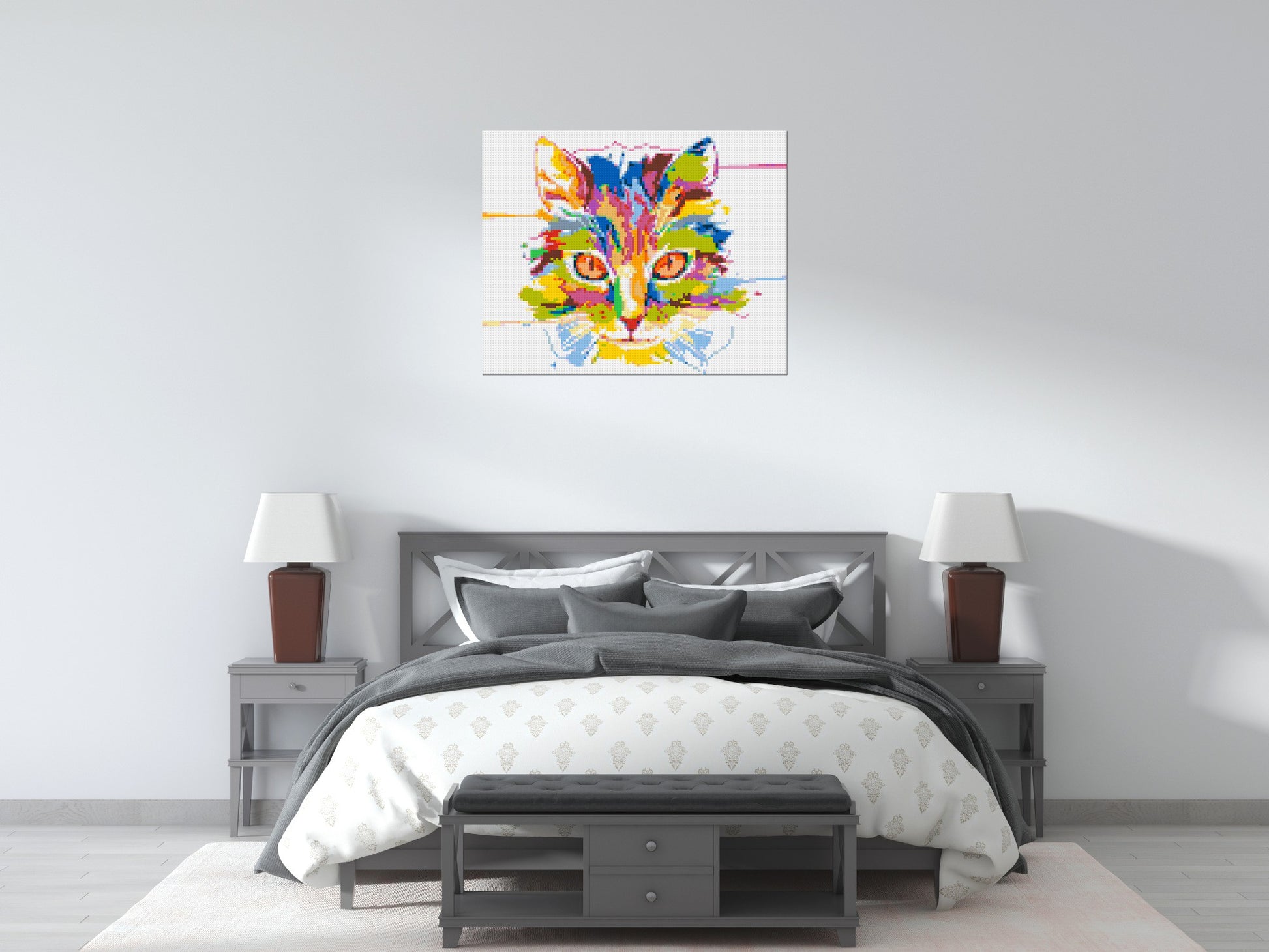 Abstract Cat Colourful Pop Art - Brick Art Mosaic Kit 5x4 scene