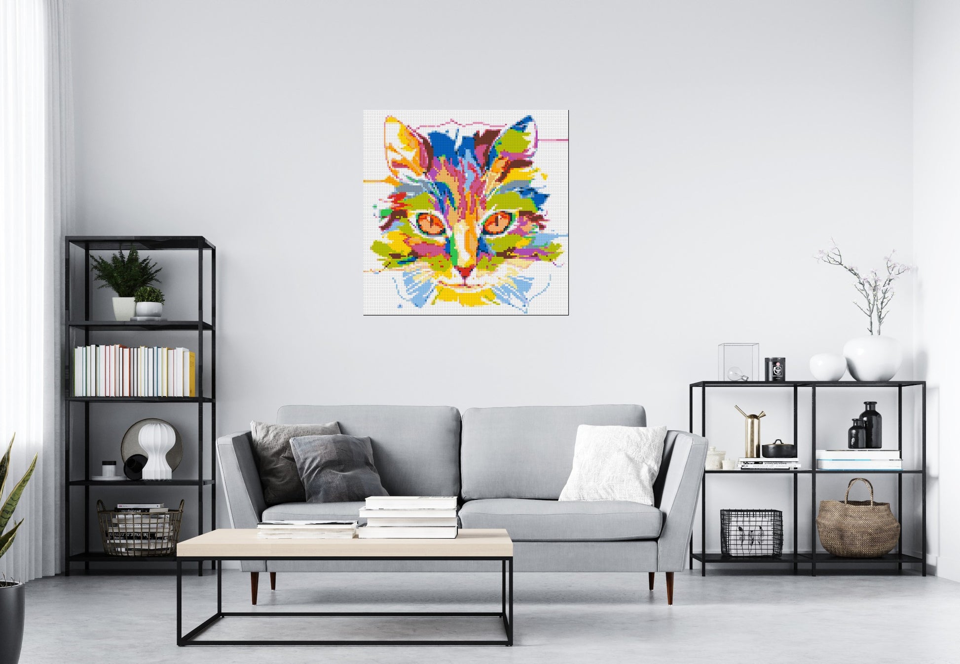 Abstract Cat Colourful Pop Art - Brick Art Mosaic Kit 5x5 scene