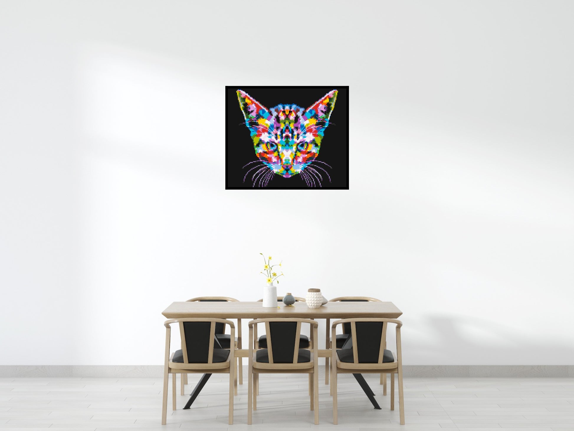 Cat #3 Colourful Pop Art - Brick Art Mosaic Kit 6x5 scene with frame