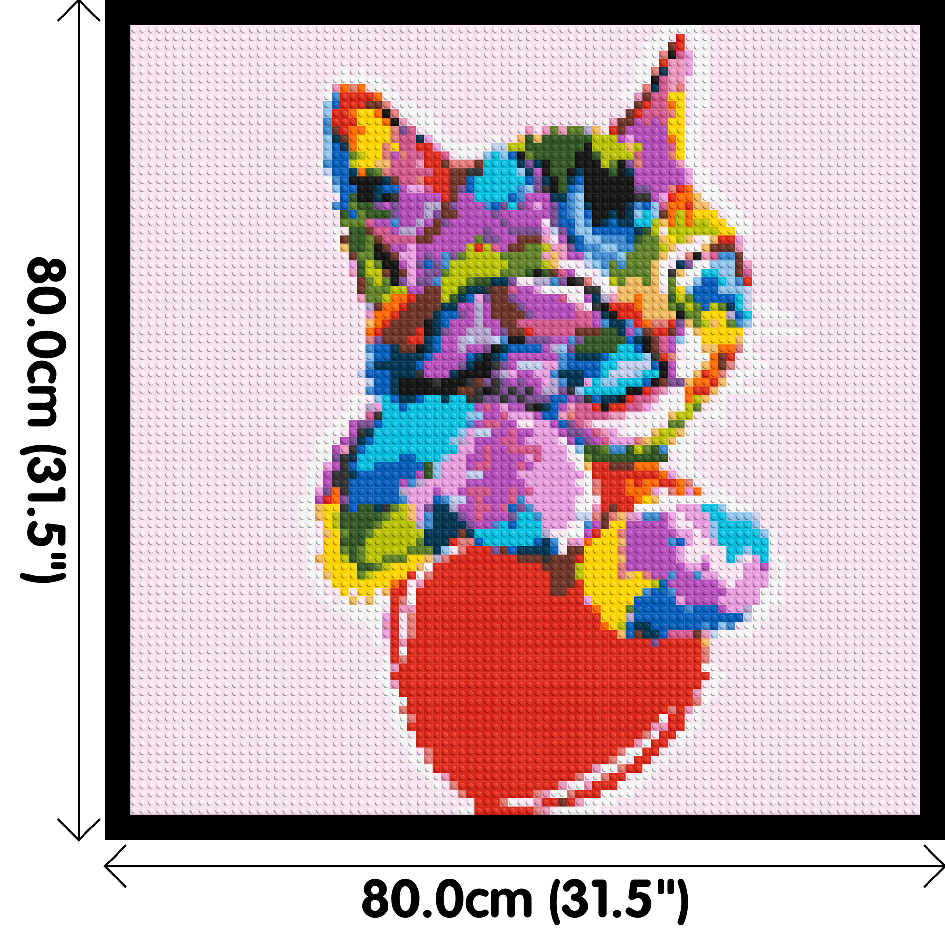 Cat with a Heart Colourful Pop Art - Brick Art Mosaic Kit 4x4 dimensions with frame