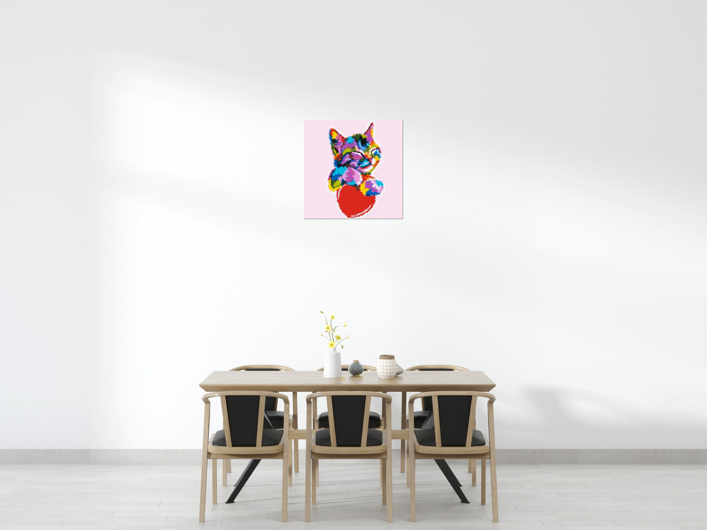 Cat with a Heart Colourful Pop Art - Brick Art Mosaic Kit 4x4 large