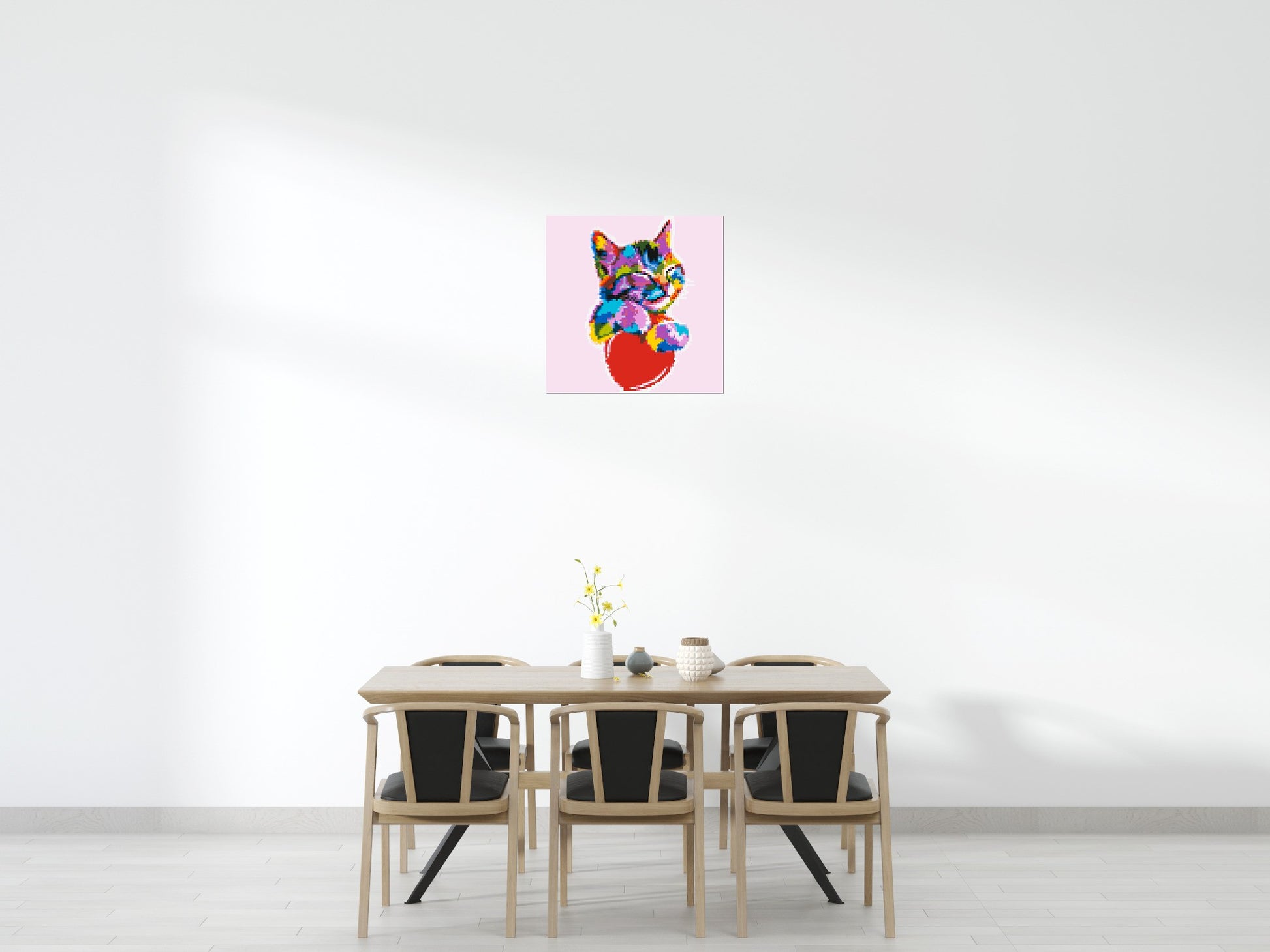 Cat with a Heart Colourful Pop Art - Brick Art Mosaic Kit 4x4 scene