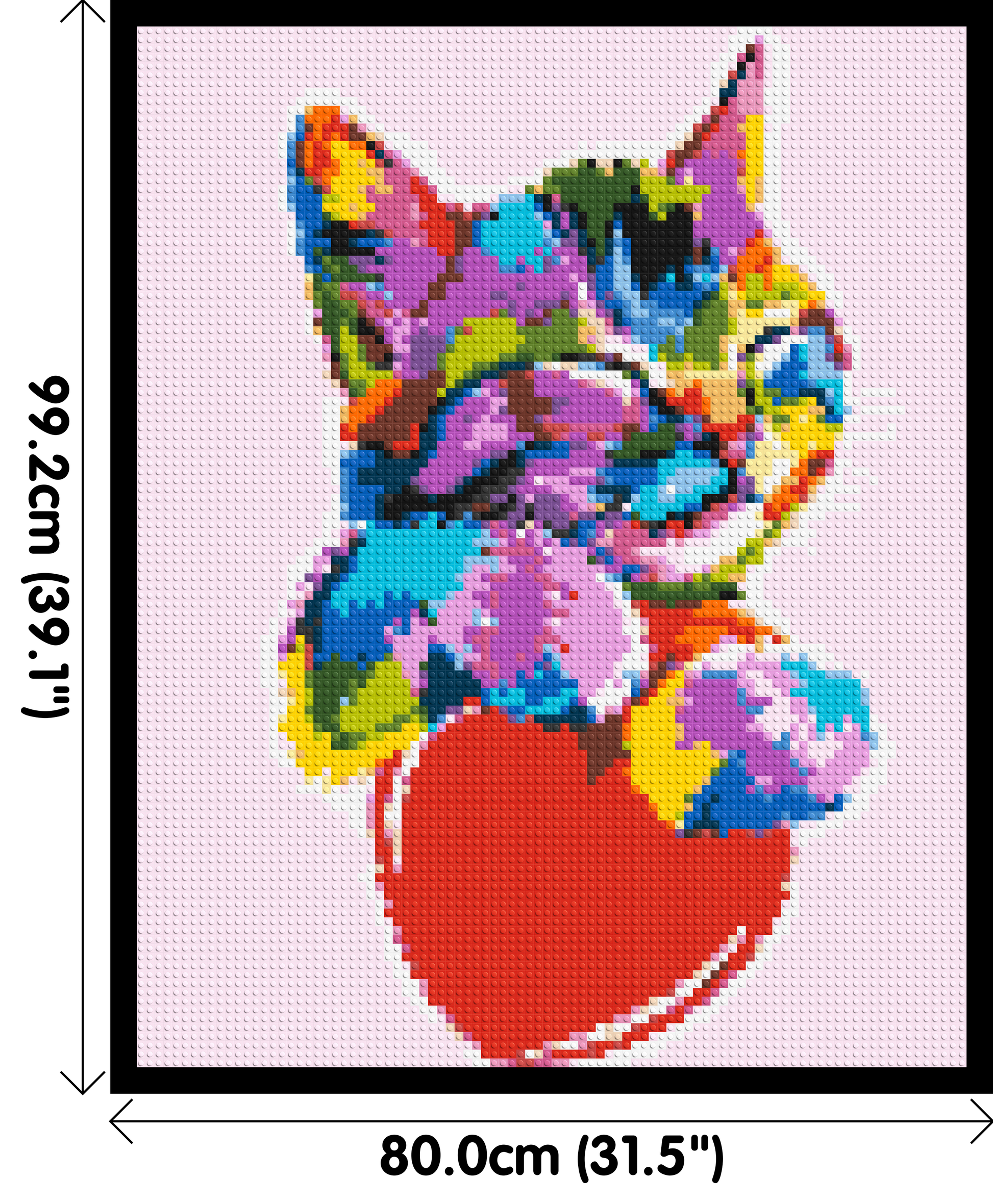 Cat with a Heart Colourful Pop Art - Brick Art Mosaic Kit 4x5 dimensions with frame