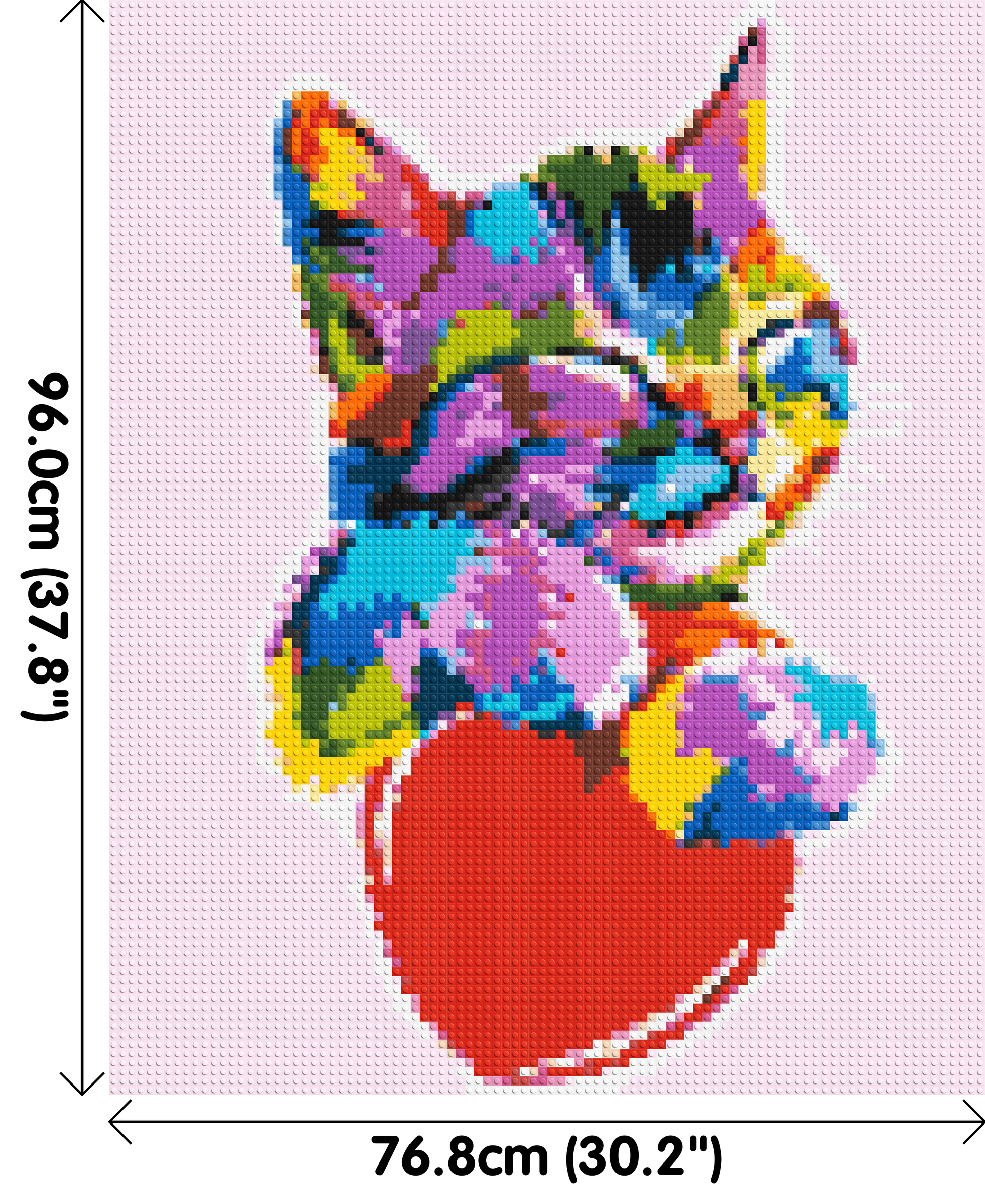 Cat with a Heart Colourful Pop Art - Brick Art Mosaic Kit 4x5 dimensions