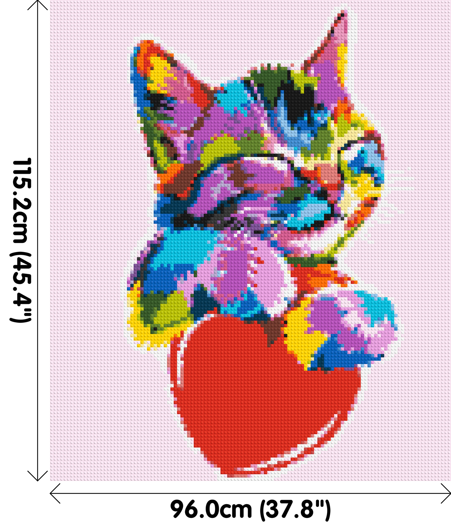 Cat with a Heart Colourful Pop Art - Brick Art Mosaic Kit 5x6 large