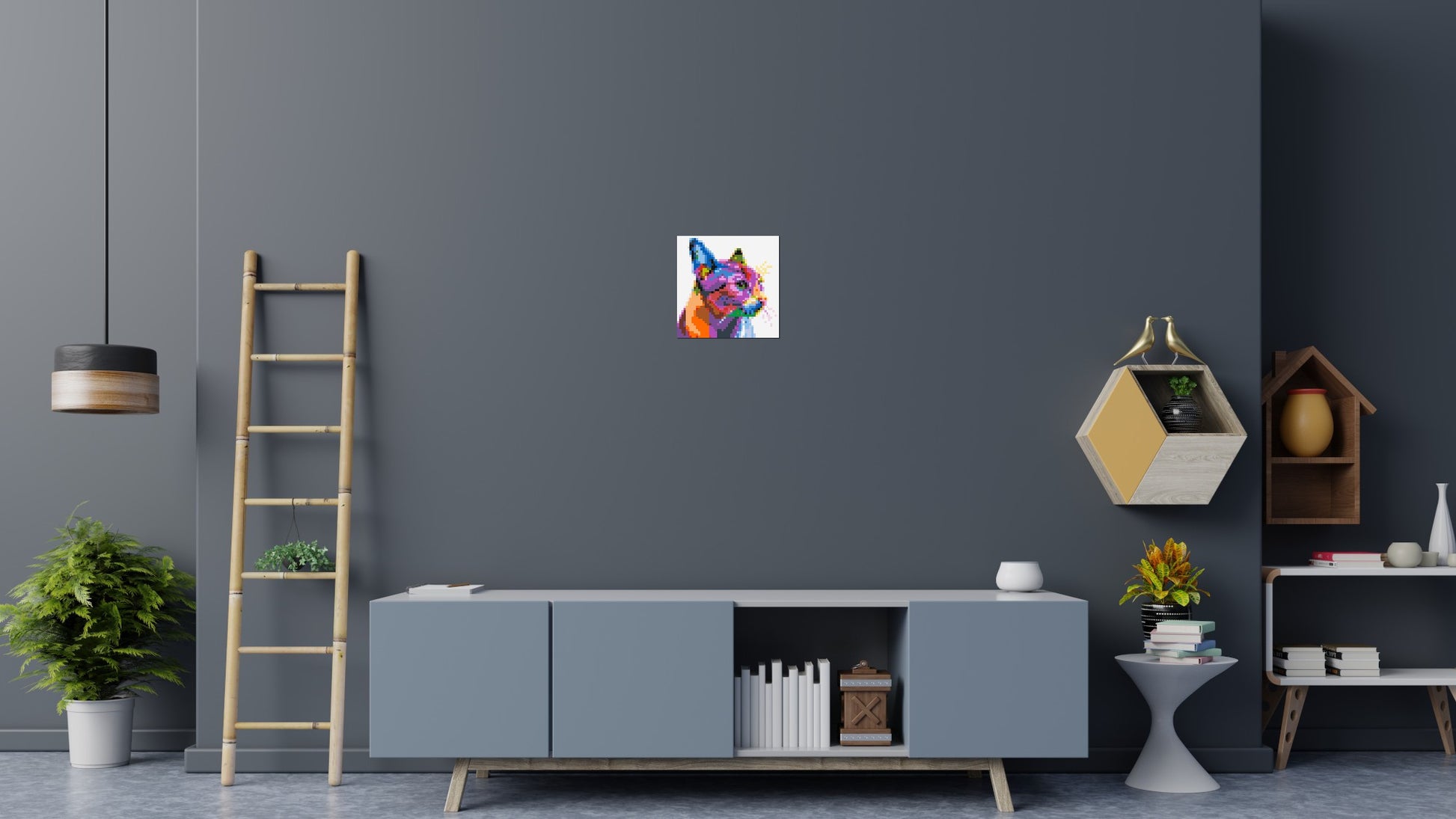Cat #1 Colourful Pop Art - Brick Art Mosaic Kit 2x2 scene