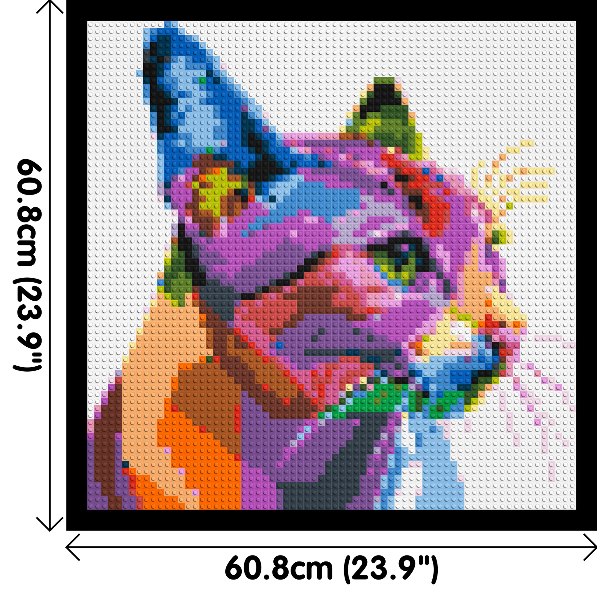 Cat #1 Colourful Pop Art - Brick Art Mosaic Kit 3x3 dimensions with frame