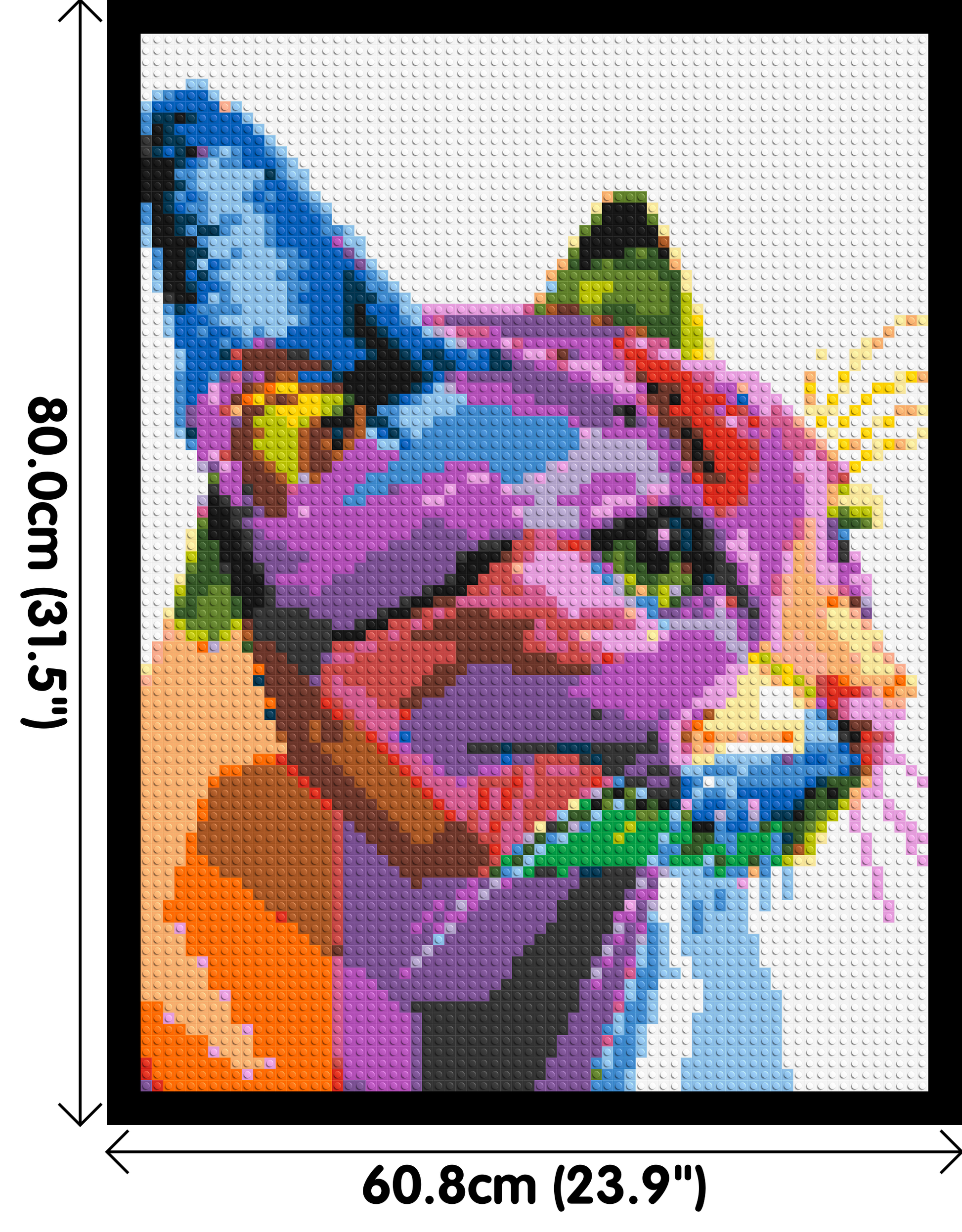 Cat #1 Colourful Pop Art - Brick Art Mosaic Kit 3x4 dimensions with frame