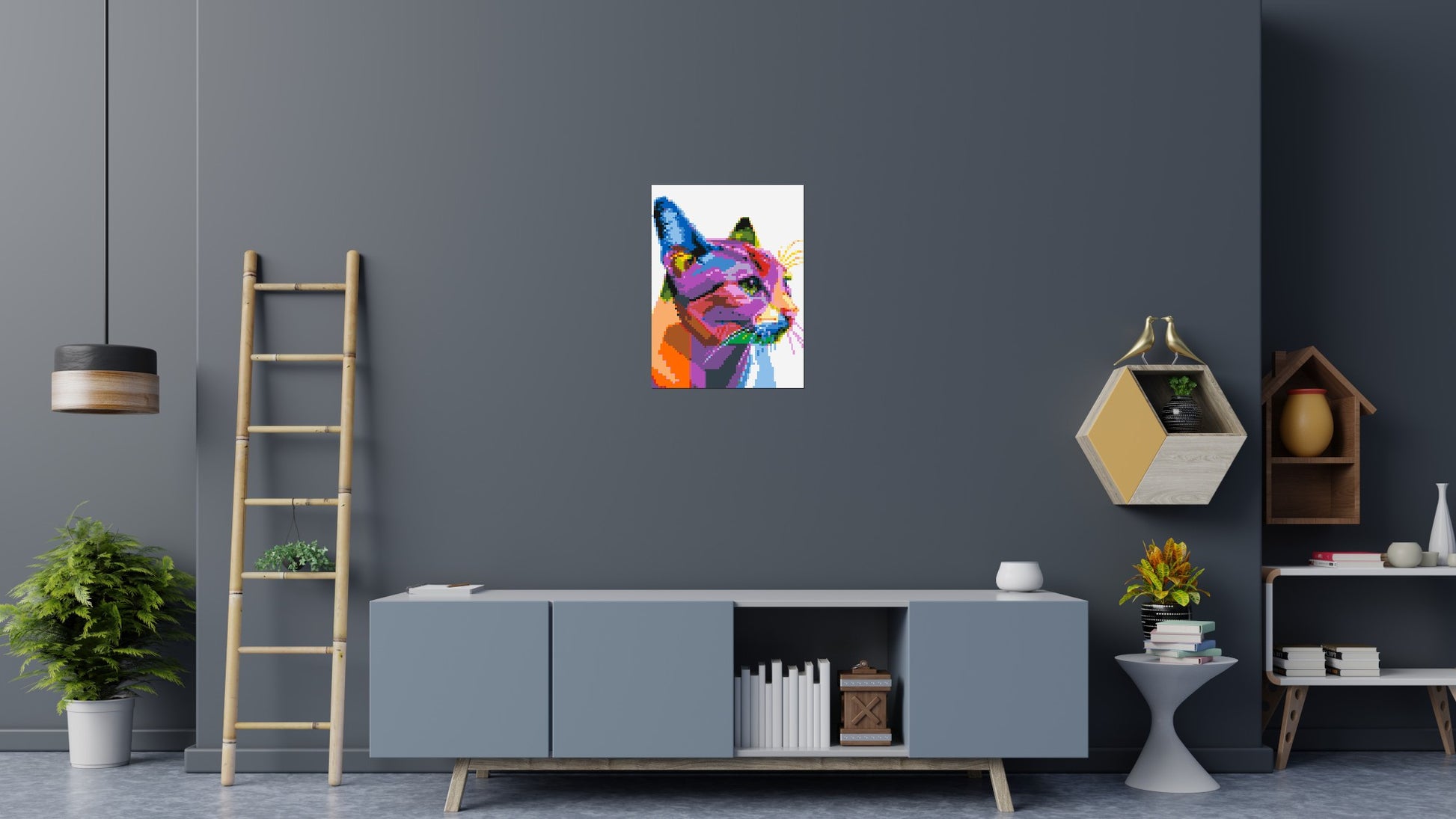 Cat #1 Colourful Pop Art - Brick Art Mosaic Kit 3x4 scene