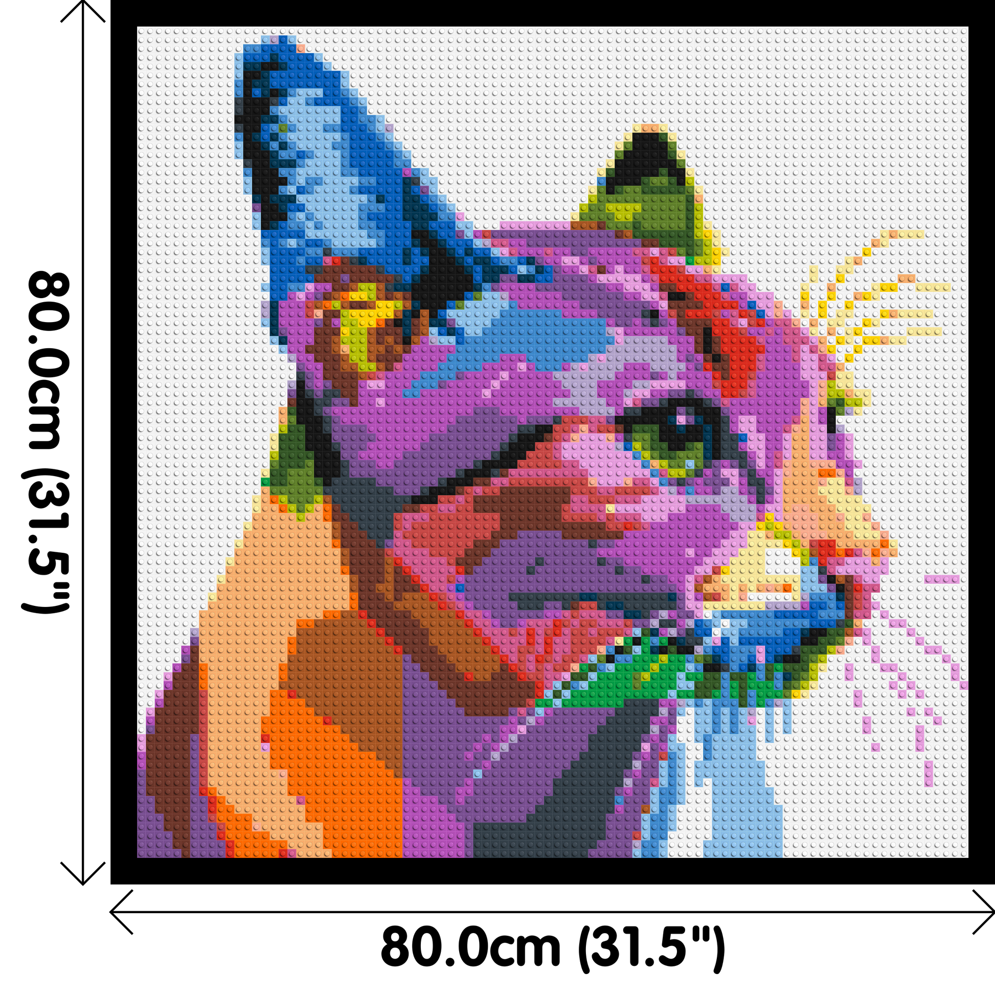 Cat #1 Colourful Pop Art - Brick Art Mosaic Kit 4x4 dimensions with frame