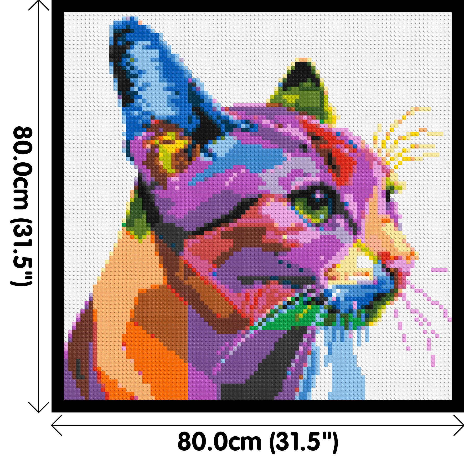 Cat #1 Colourful Pop Art - Brick Art Mosaic Kit 4x4 dimensions with frame