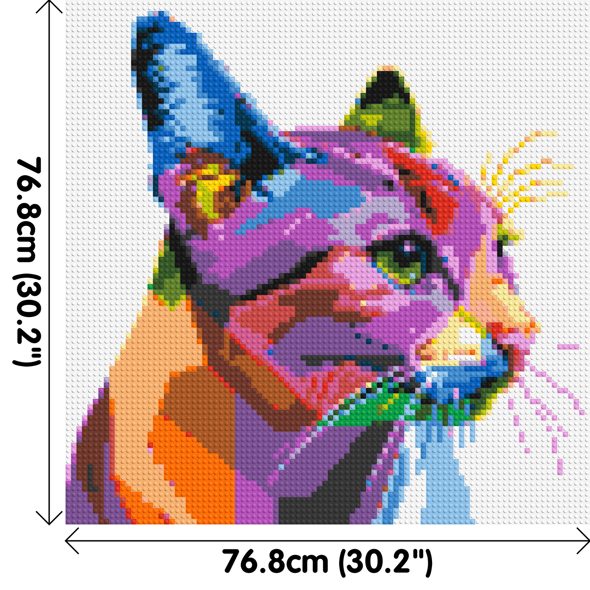Cat #1 Colourful Pop Art - Brick Art Mosaic Kit 4x4 dimensions