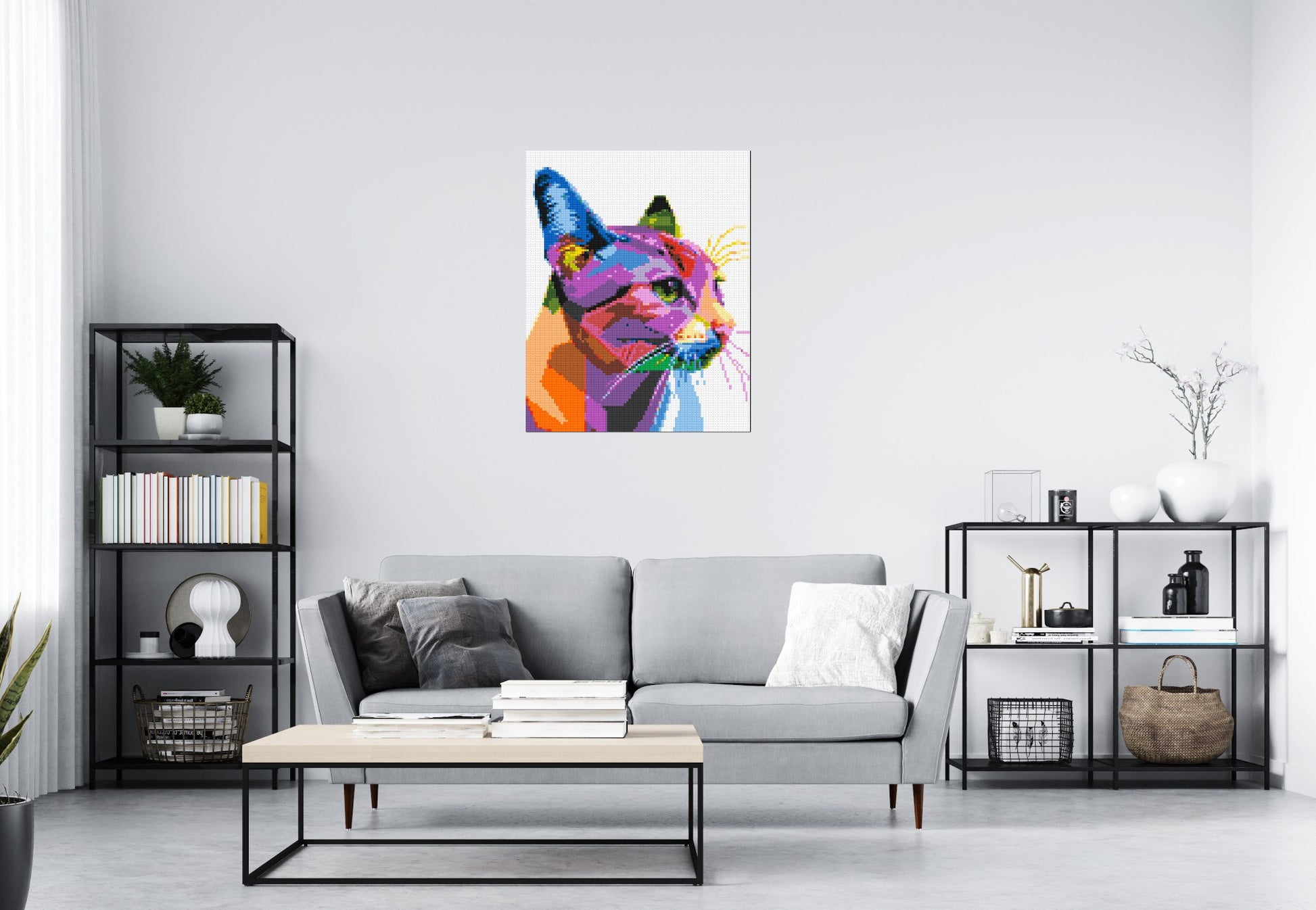 Cat #1 Colourful Pop Art - Brick Art Mosaic Kit 4x5 scene