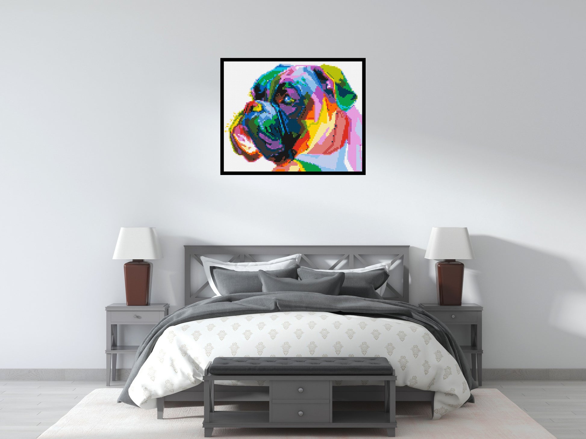 Boxer Colourful Pop Art - Brick Art Mosaic Kit 5x4 scene with frame