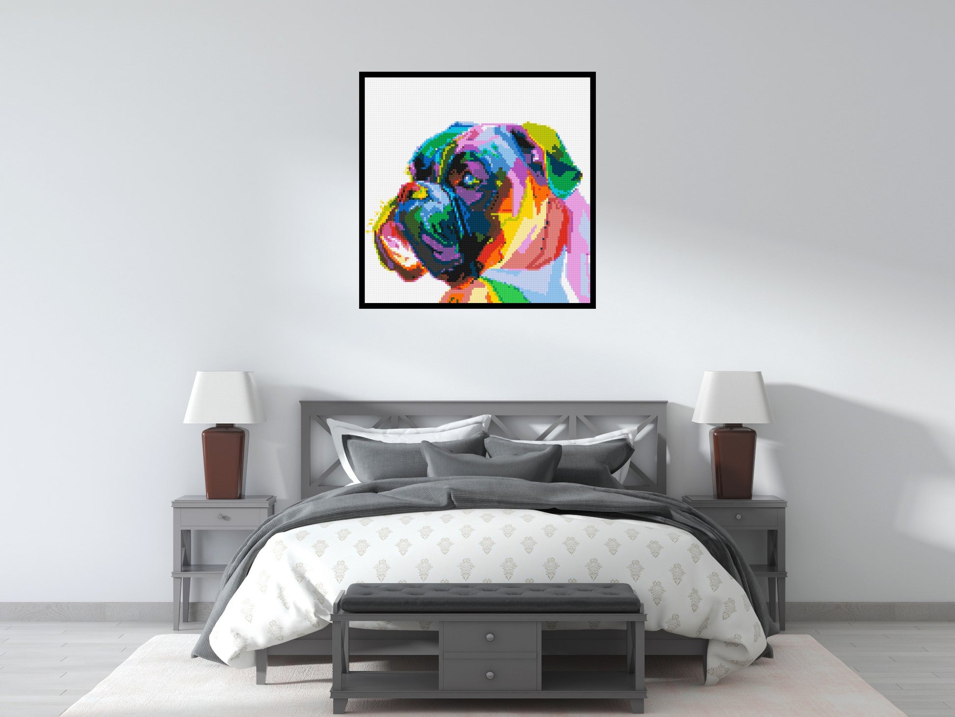 Boxer Colourful Pop Art - Brick Art Mosaic Kit 5x5 scene with frame