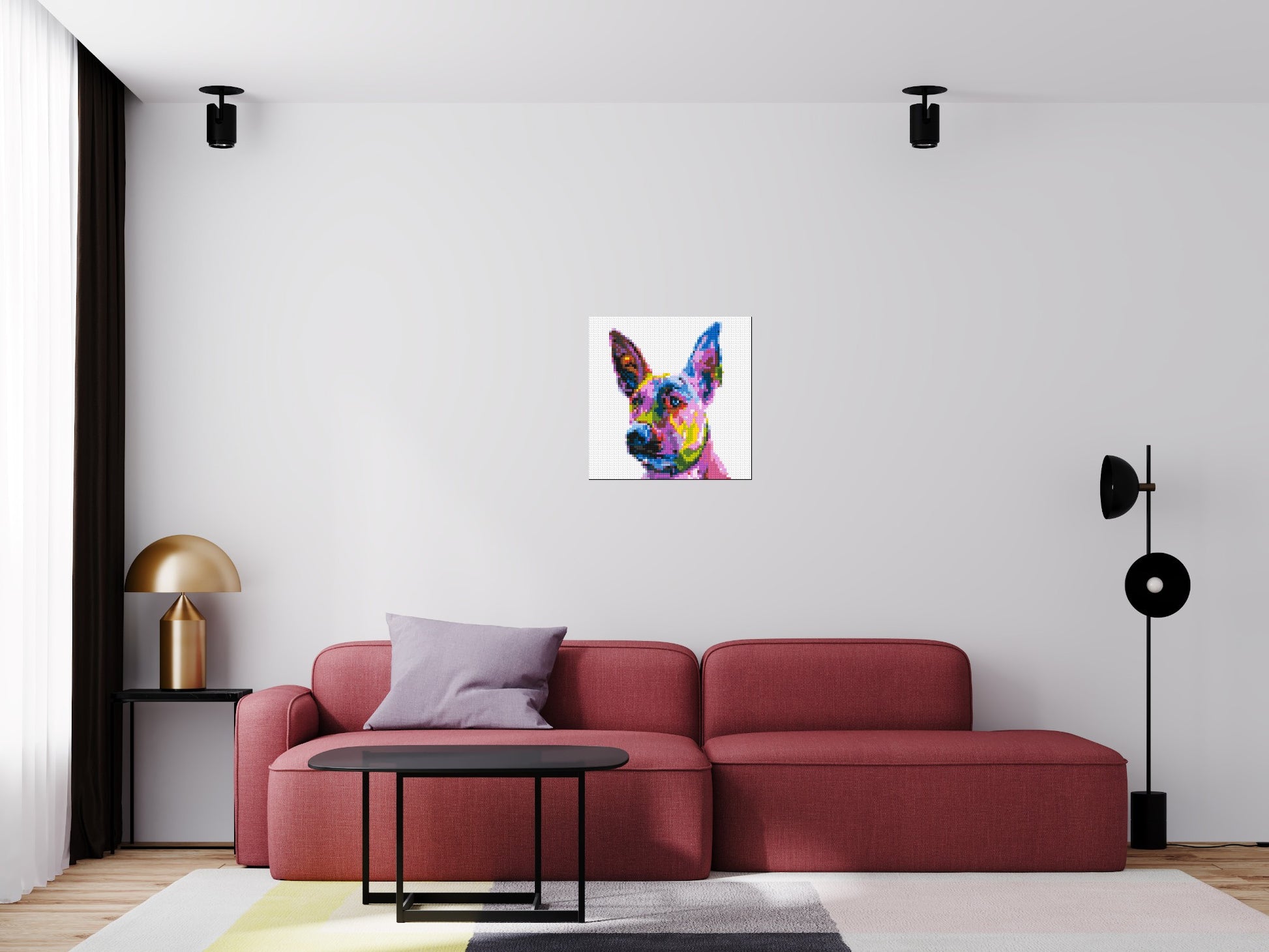 Belgian Malinois Colourful Pop Art - Brick Art Mosaic Kit 3x3 scene