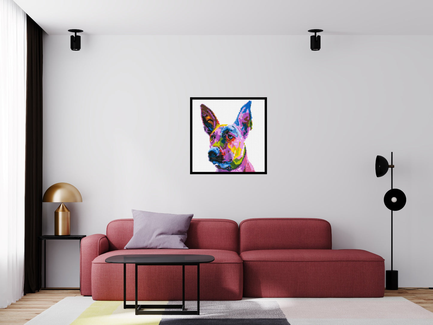 Belgian Malinois Colourful Pop Art - Brick Art Mosaic Kit 4x4 large