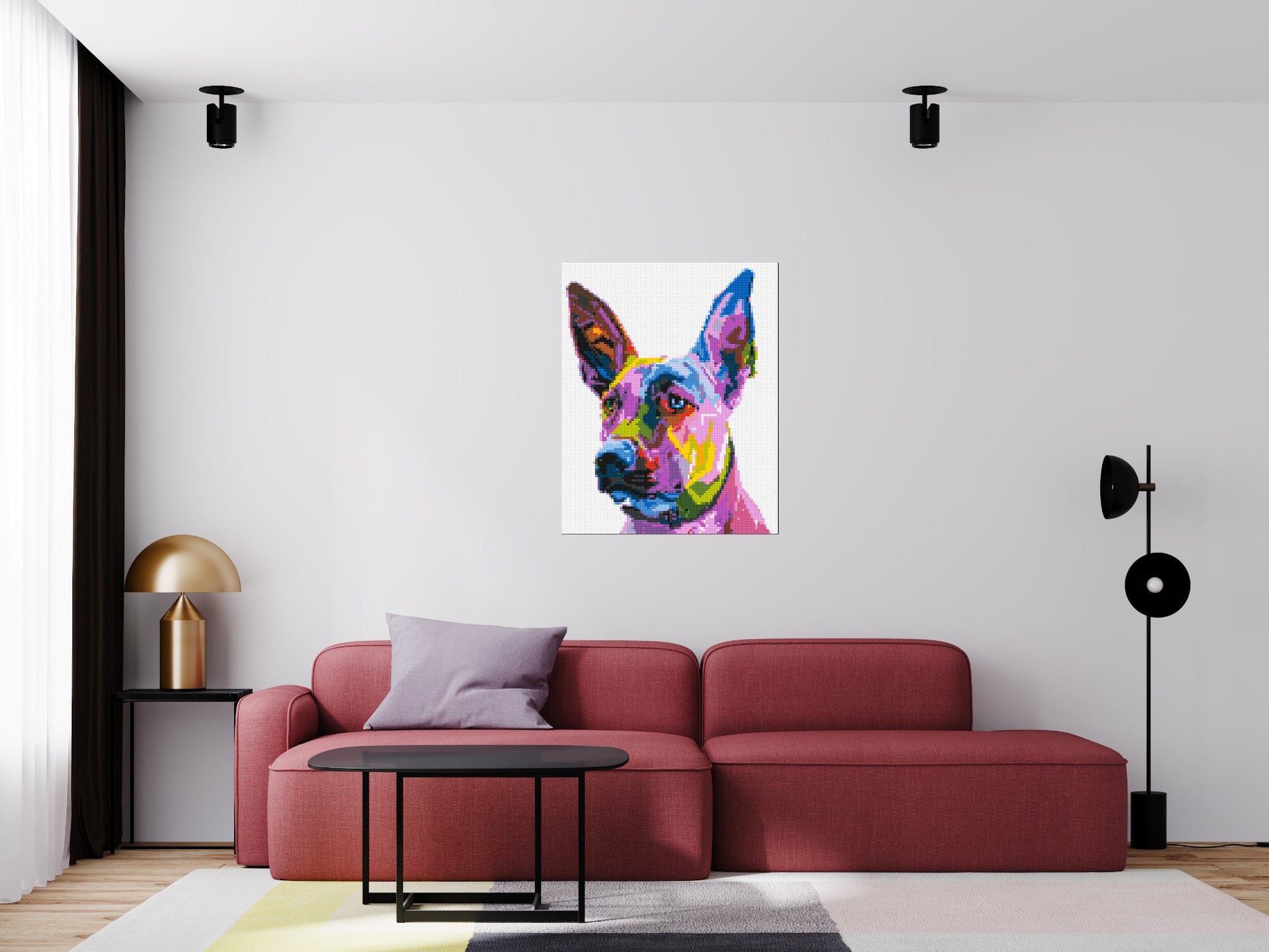 Belgian Malinois Colourful Pop Art - Brick Art Mosaic Kit 4x5 scene