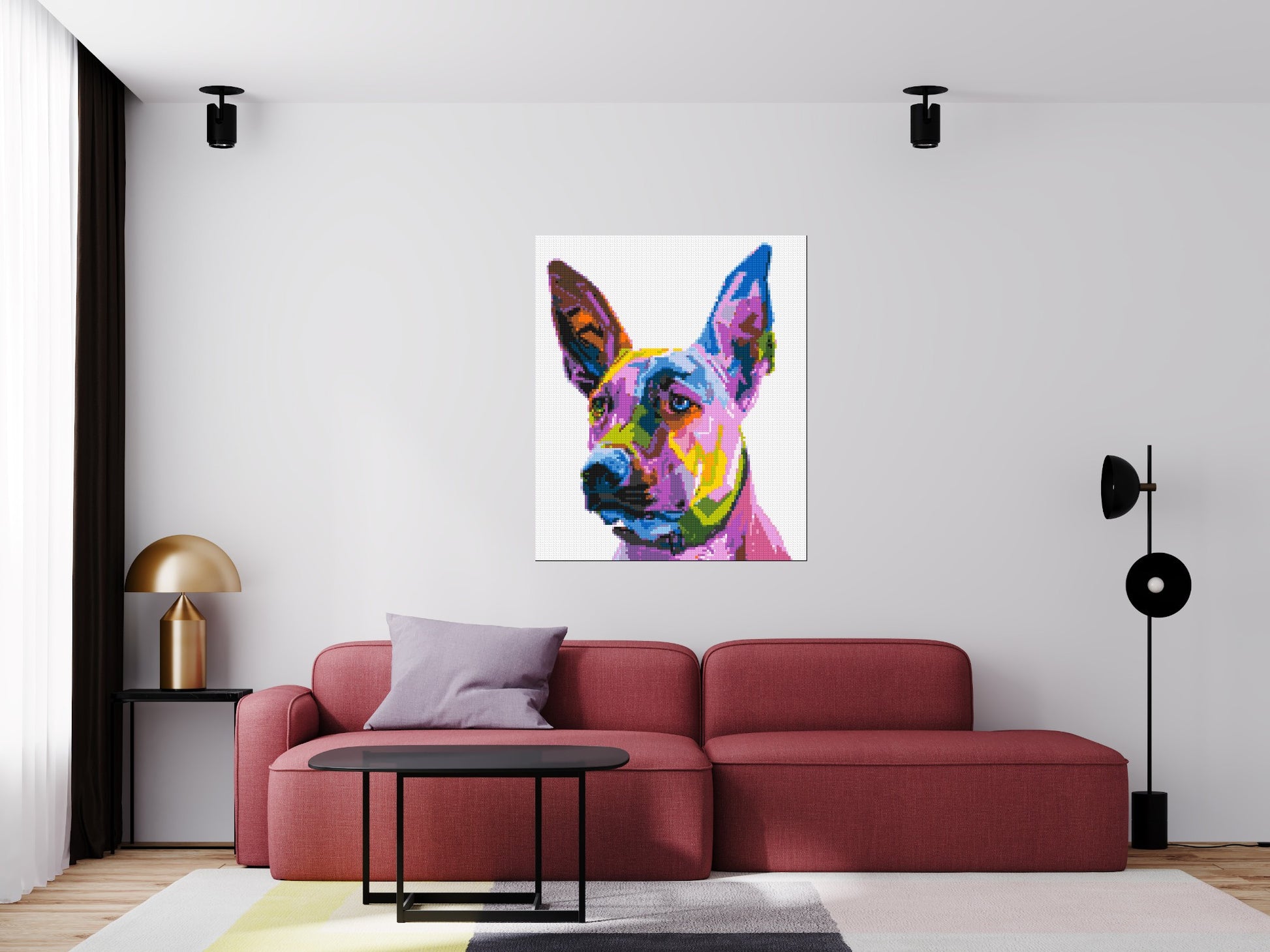 Belgian Malinois Colourful Pop Art - Brick Art Mosaic Kit 5x6 scene