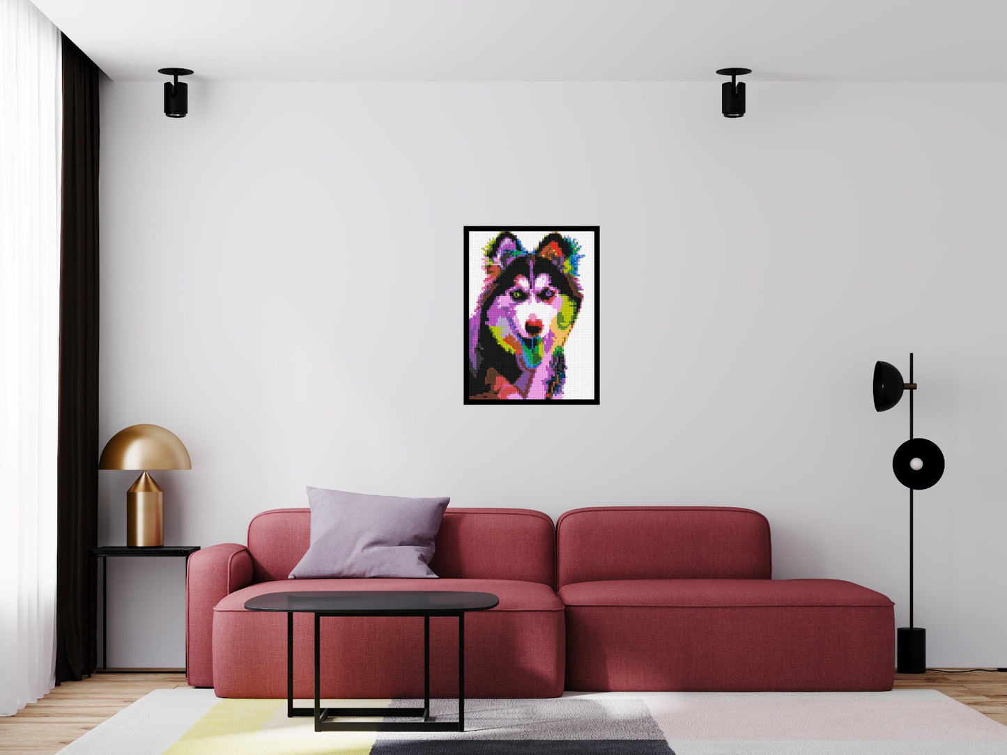 Husky Colourful Pop Art - Brick Art Mosaic Kit 3x4 large