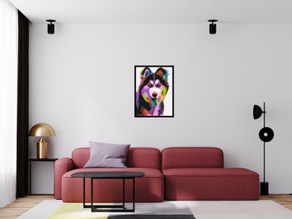 Husky Colourful Pop Art - Brick Art Mosaic Kit 3x4 large