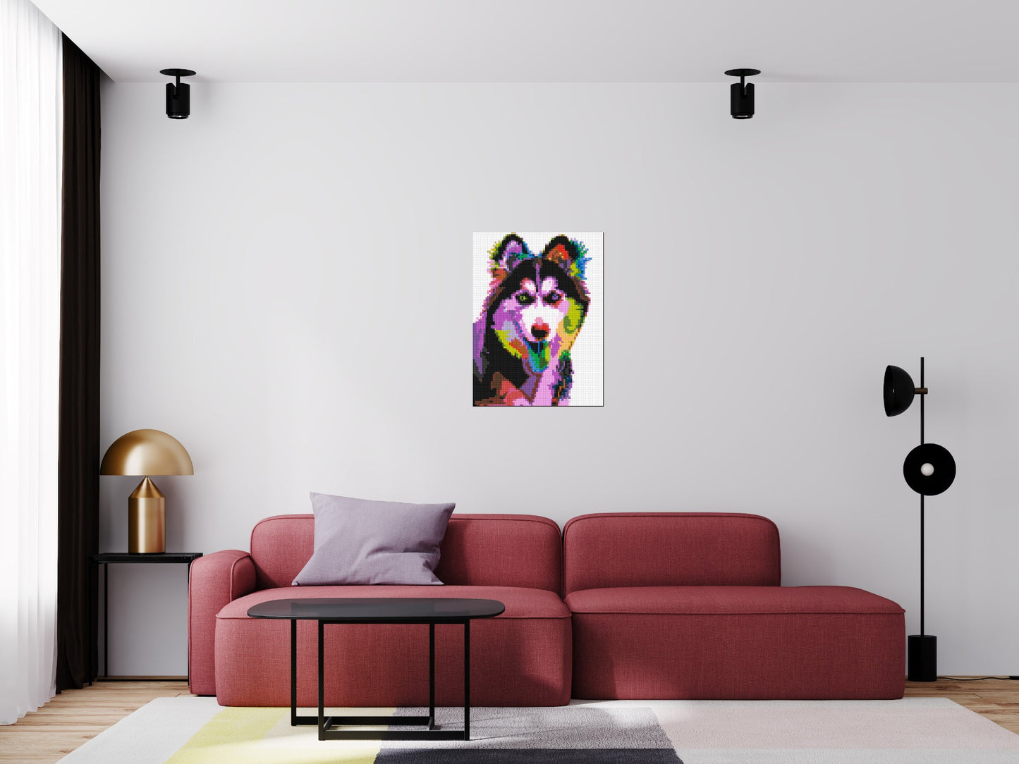 Husky Colourful Pop Art - Brick Art Mosaic Kit 3x4 large