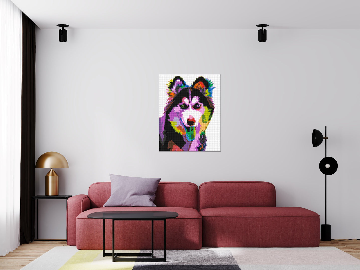 Husky Colourful Pop Art - Brick Art Mosaic Kit 4x5 large