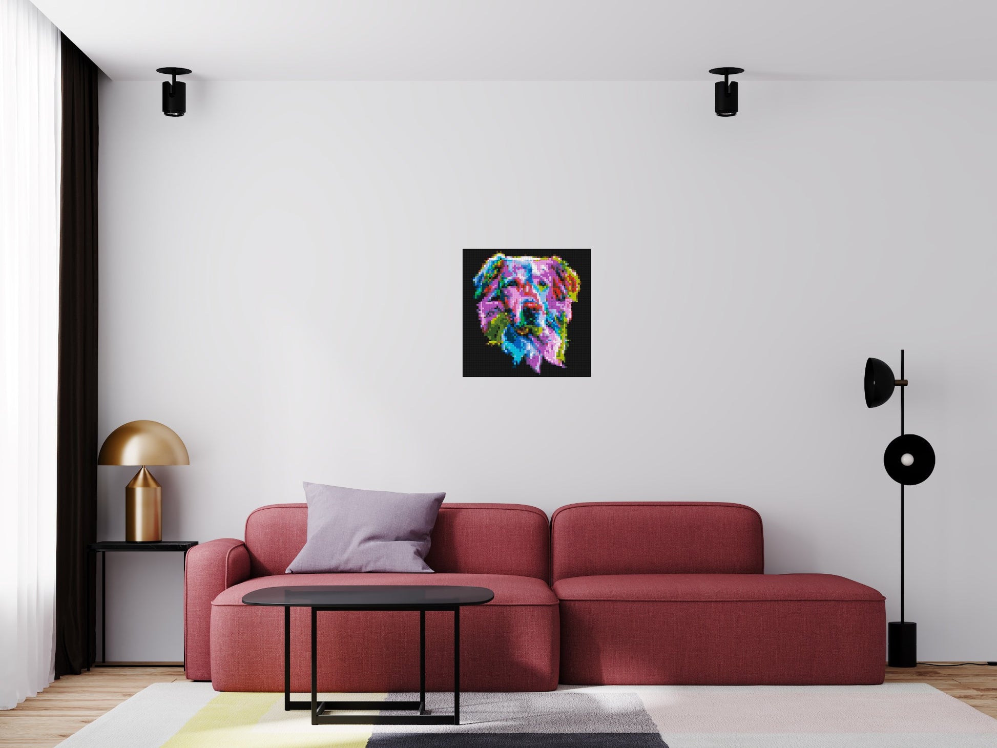 Golden Retriever Colourful Pop Art - Brick Art Mosaic Kit 3x3 scene