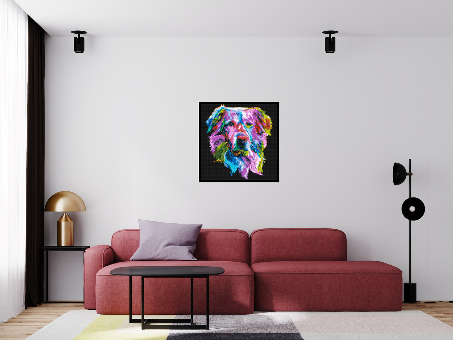 Golden Retriever Colourful Pop Art - Brick Art Mosaic Kit 4x4 large