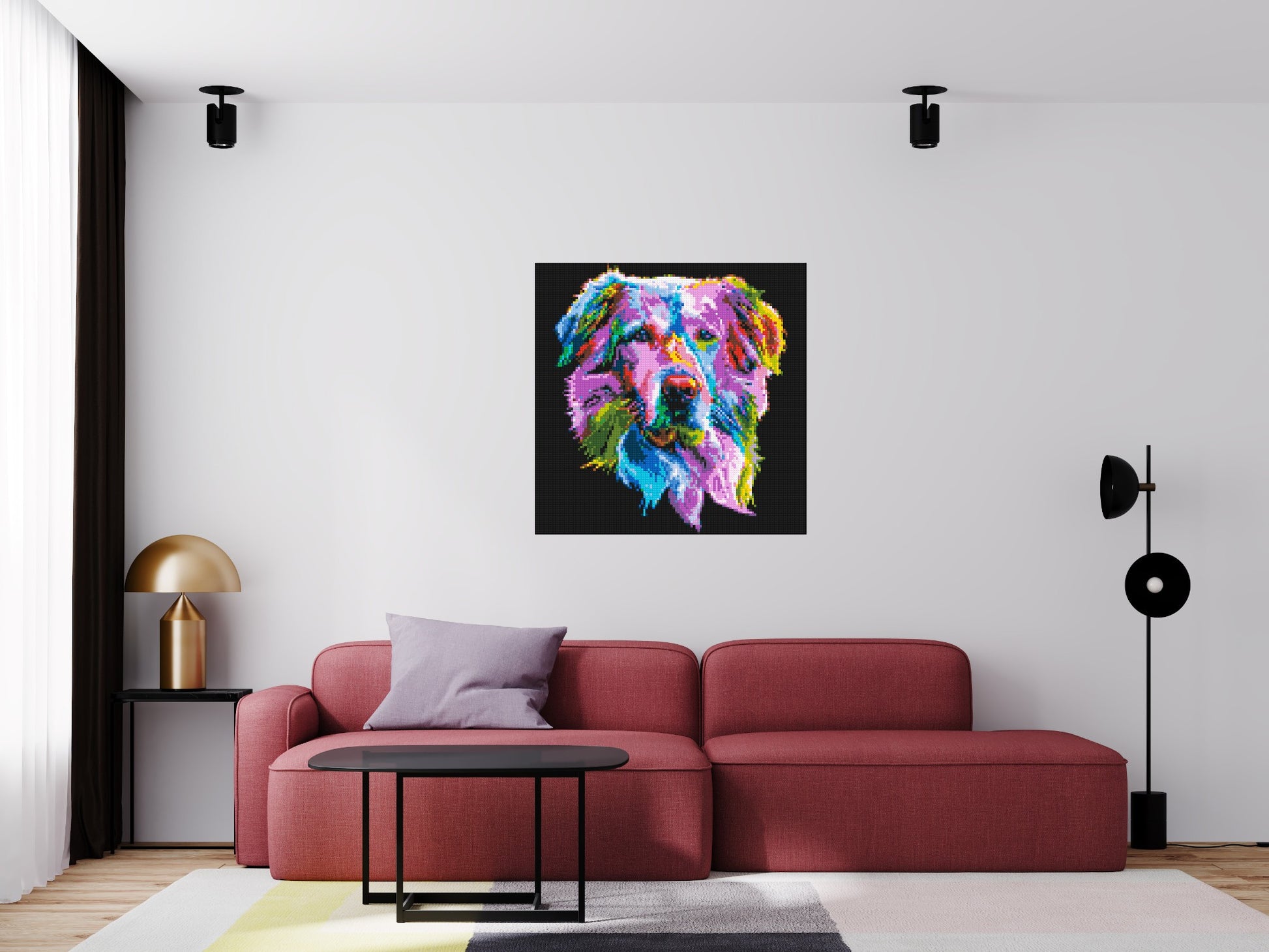 Golden Retriever Colourful Pop Art - Brick Art Mosaic Kit 5x5 scene