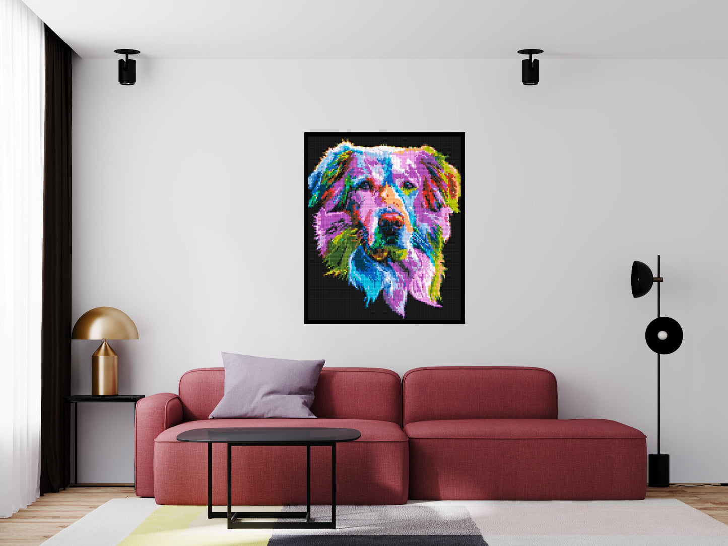 Golden Retriever Colourful Pop Art - Brick Art Mosaic Kit 5x6 large