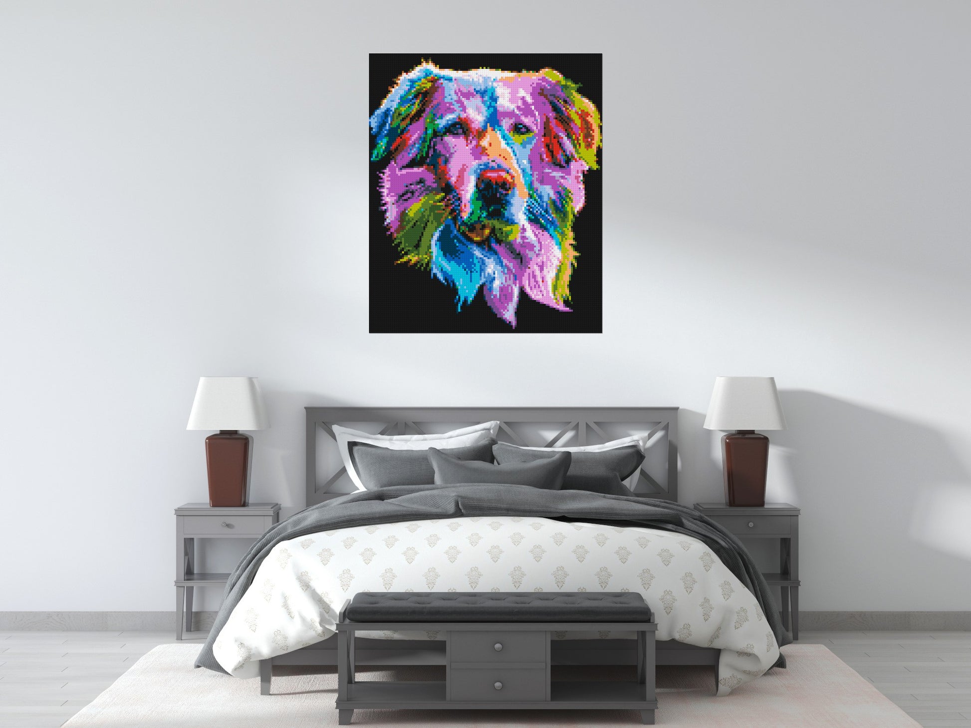 Golden Retriever Colourful Pop Art - Brick Art Mosaic Kit 5x6 scene