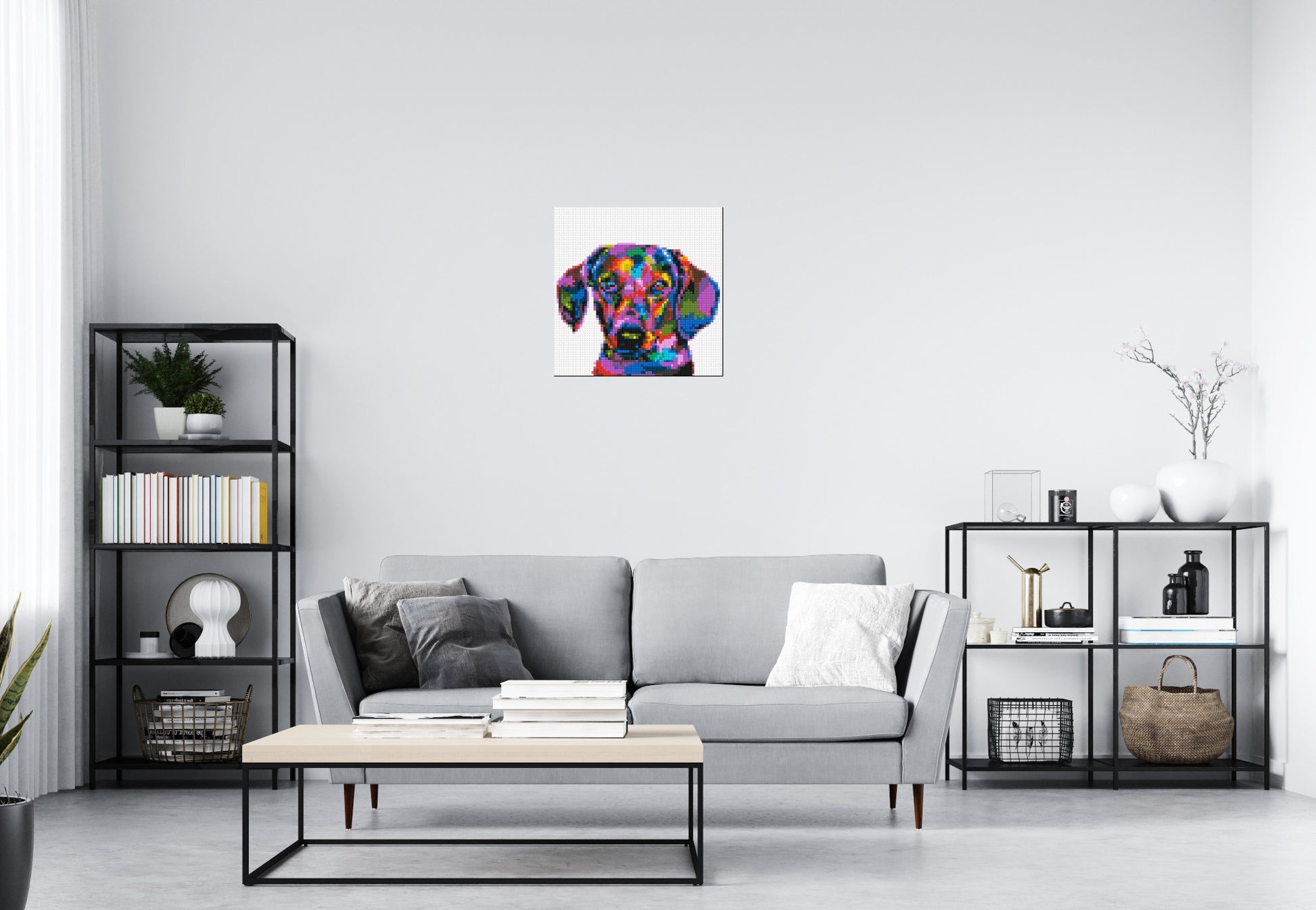 Dachshund Colourful Pop Art - Brick Art Mosaic Kit 3x3 scene