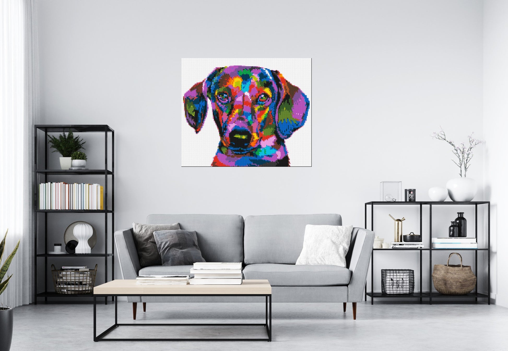 Dachshund Colourful Pop Art - Brick Art Mosaic Kit 6x5 scene